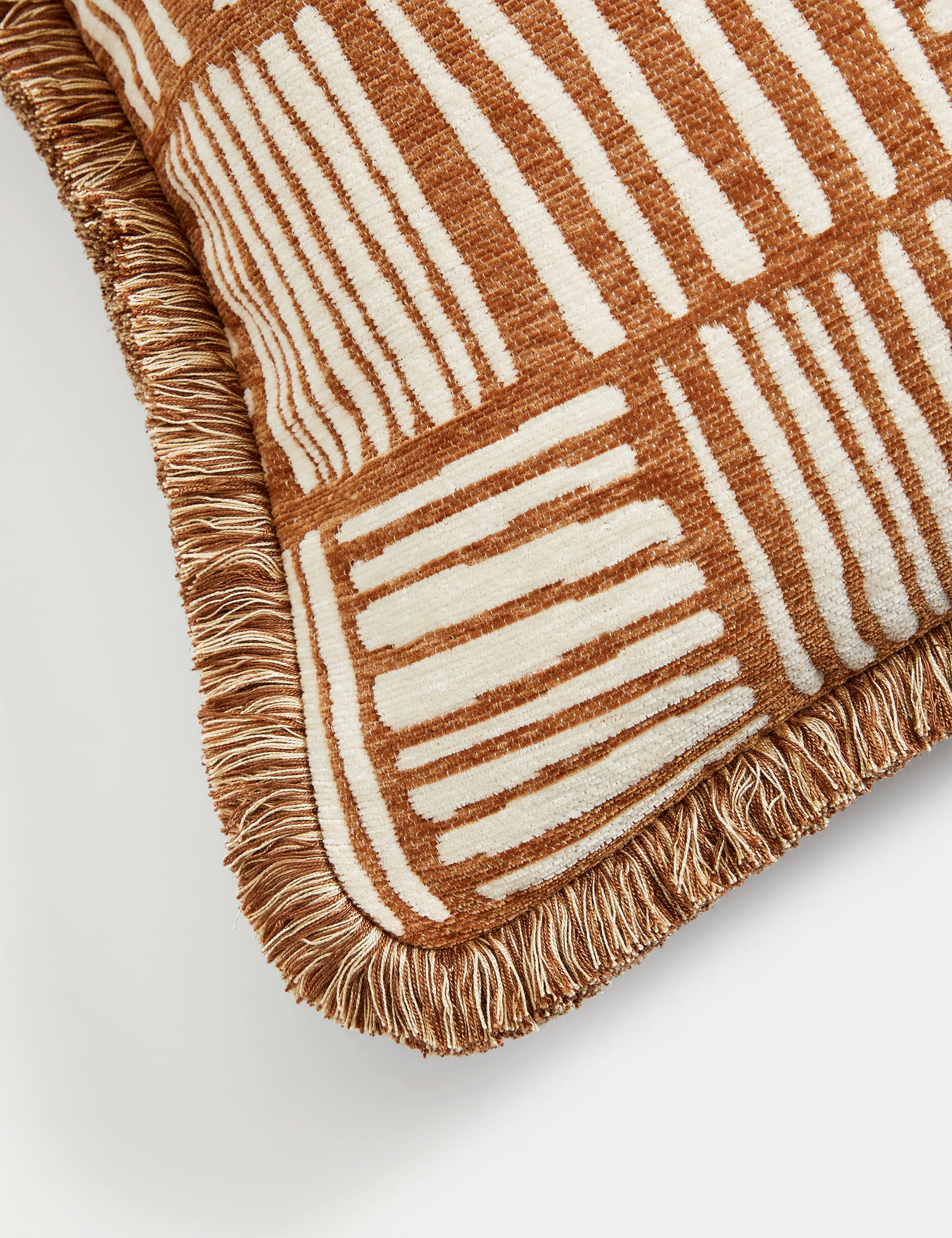 M&S Collection Chenille Striped Cushion - Brown Mix, Brown Mix