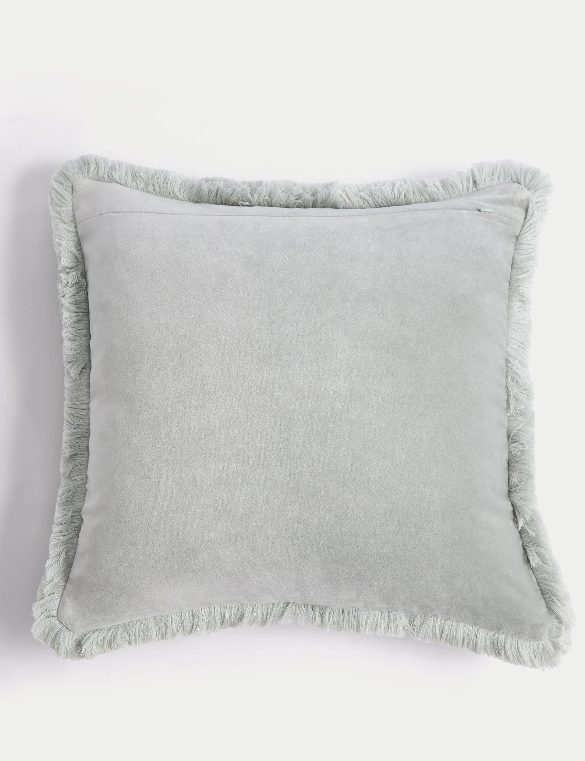 M&S Collection Pure Cotton Floral Fringed Cushion - Green Mix, Green Mix