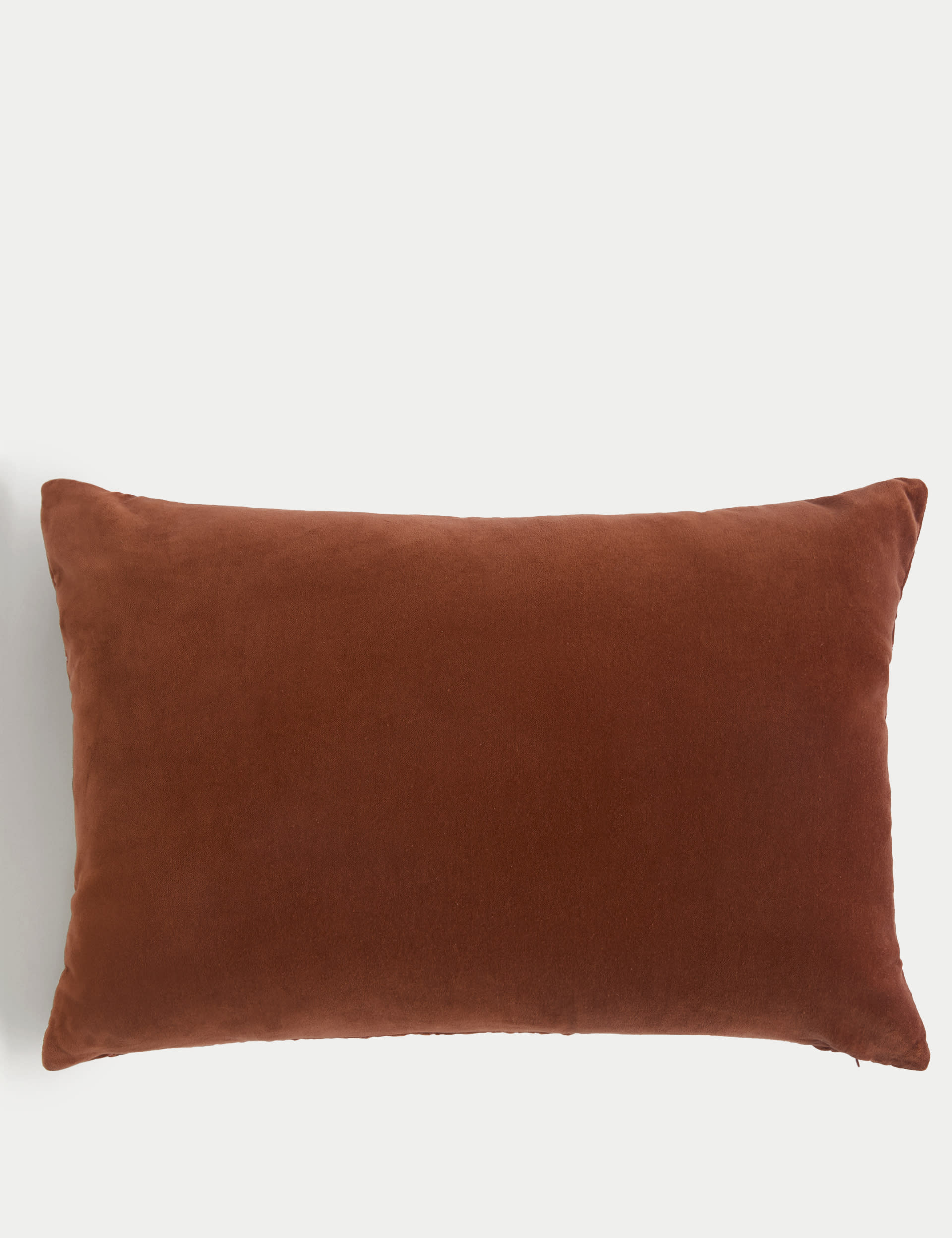 M&S Collection Velvet Embroidered Bolster Cushion - Rust, Rust