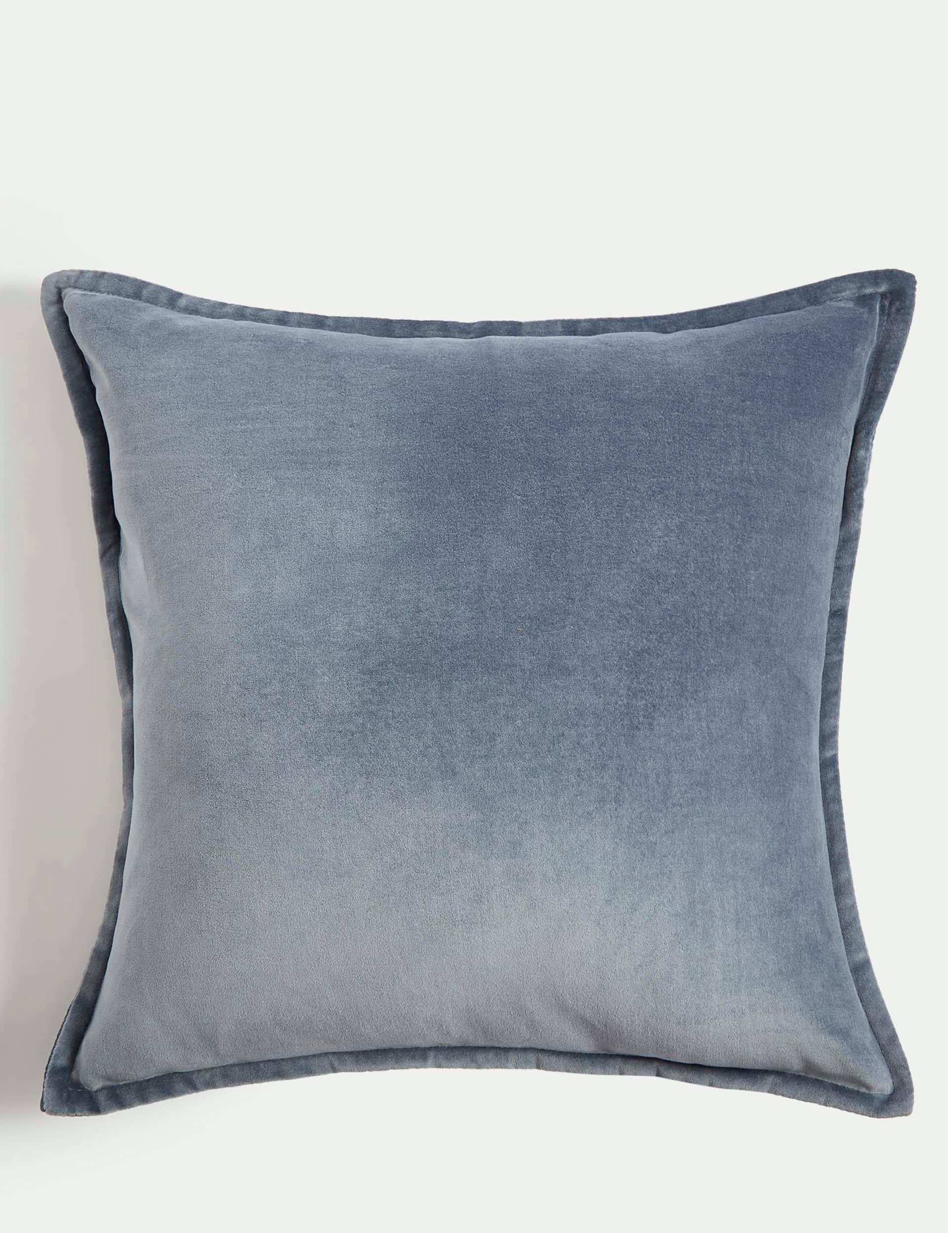 M&S Collection Pure Cotton Velvet Cushion - Slate Blue, Cranberry,Pink,Bronze,Rust,Slate Blue,Sage,D