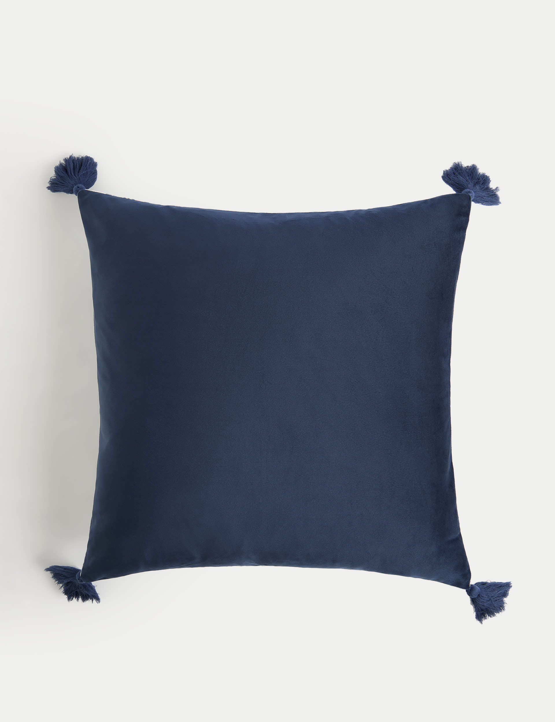 M&S Collection Velvet Floral Tasselled Cushion - Blue Mix, Blue Mix