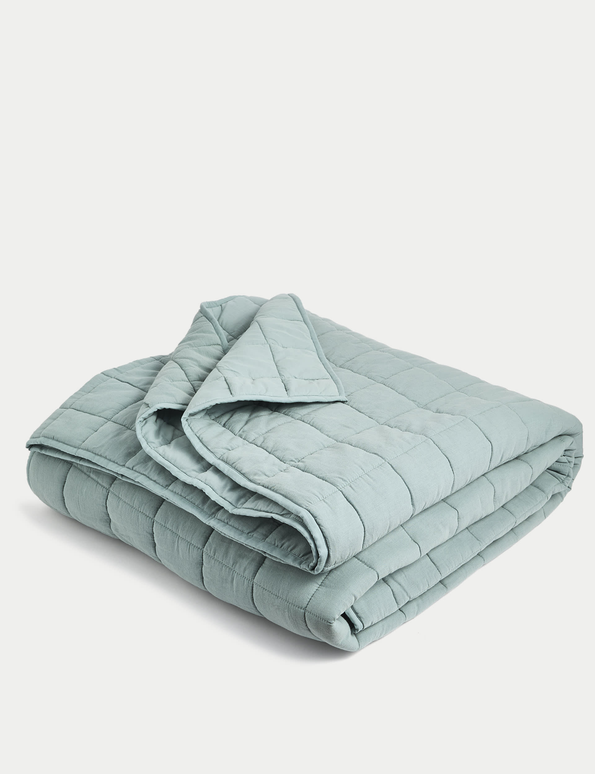 M&S Collection Cotton Rich Quilted Throw - XL - Sage, Sage,Lilac