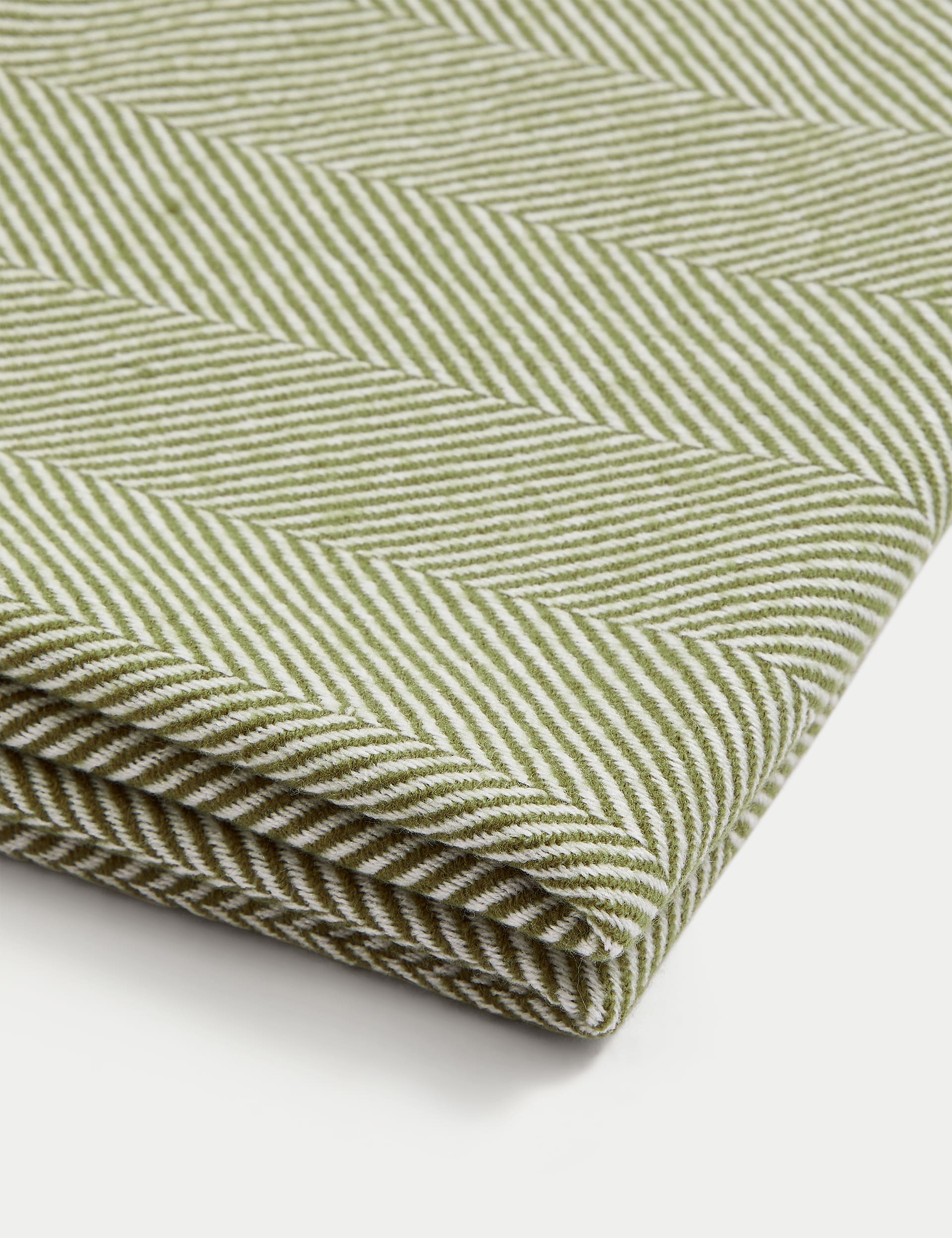 M&S Collection Herringbone Throw - Olive Mix, Olive Mix