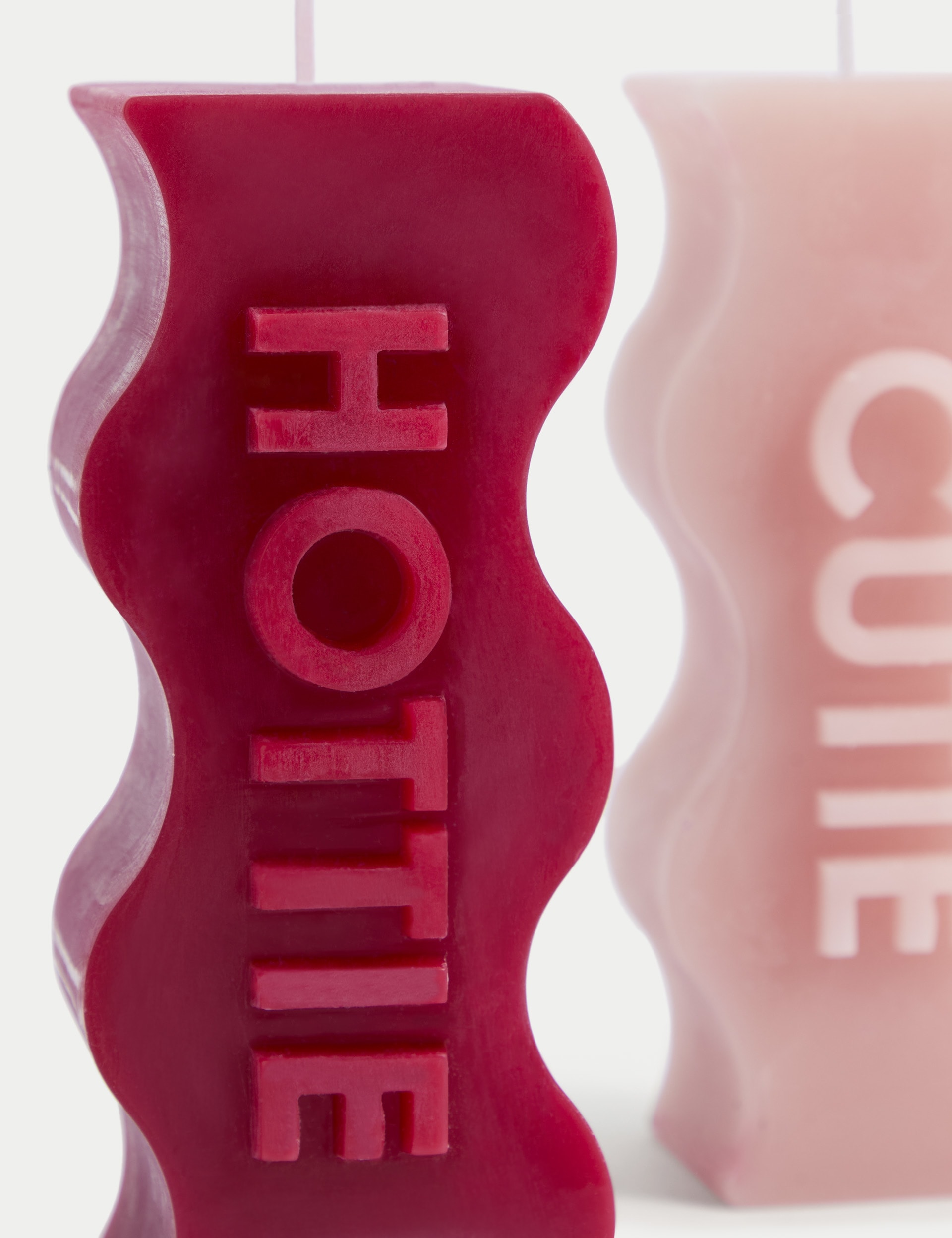 M&S Collection Set of 2 Hottie & Cutie Pillar Candles - Red Mix, Red Mix