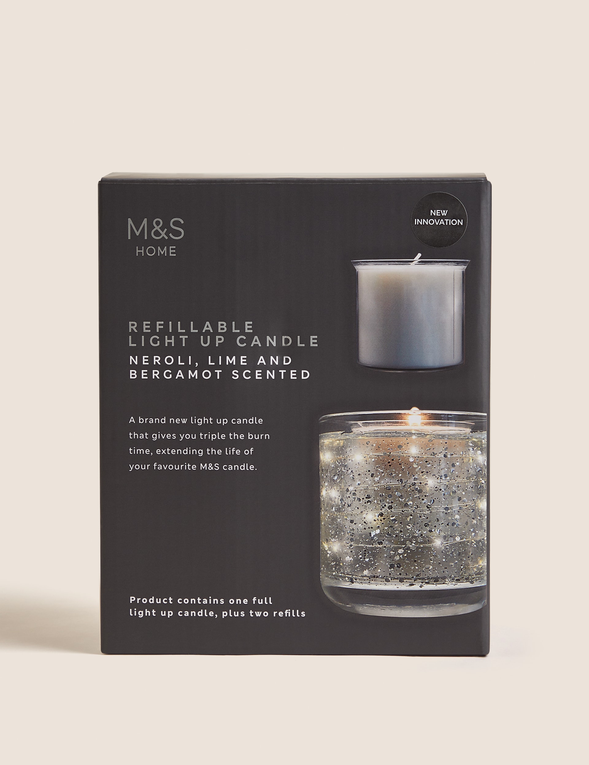 Marks & Sparkle Neroli, Lime & Bergamot Light Up Candle & Refill Set - Silver, Silver