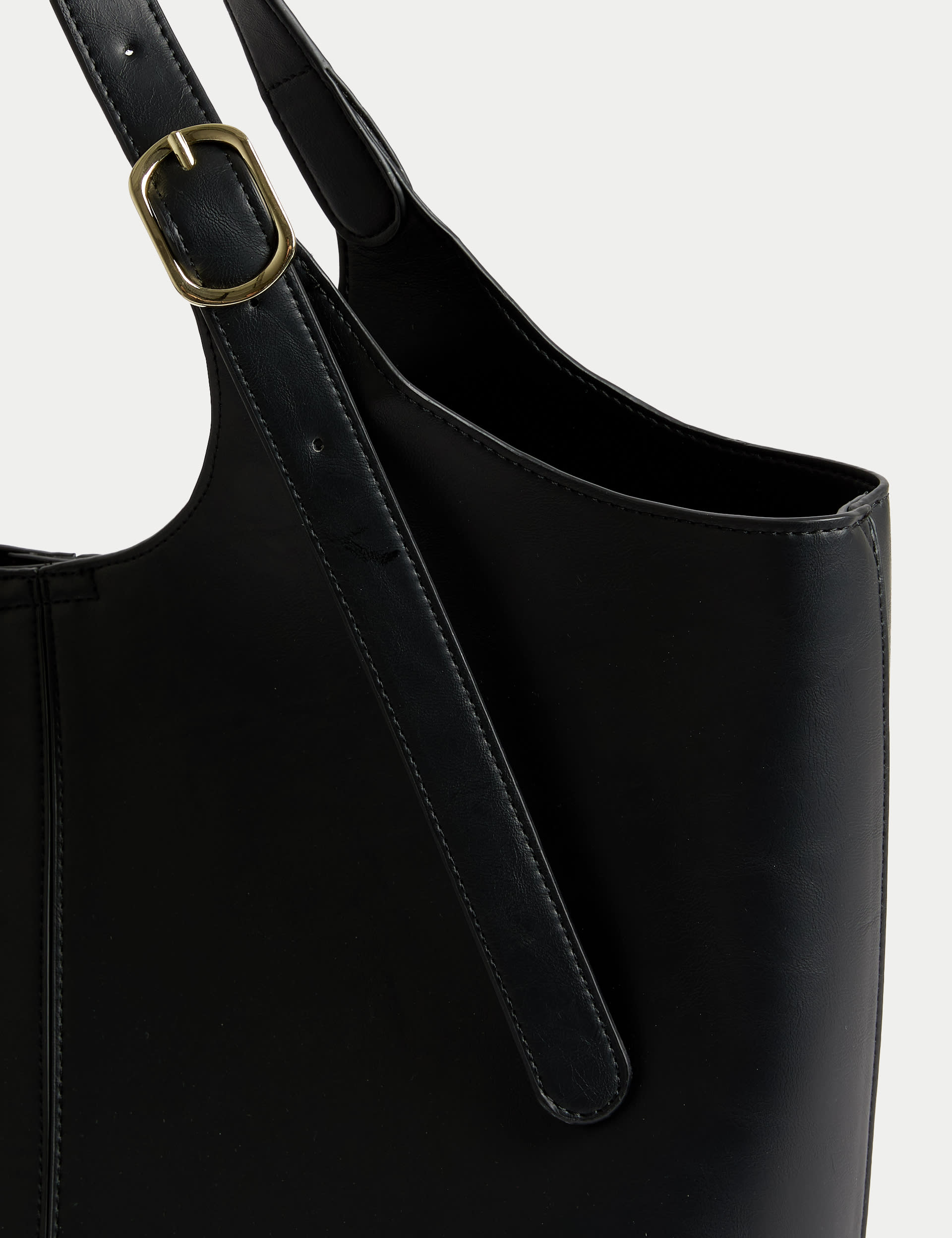 M&S Collection Women's Faux Leather Shoulder Tote Bag - Black, Black