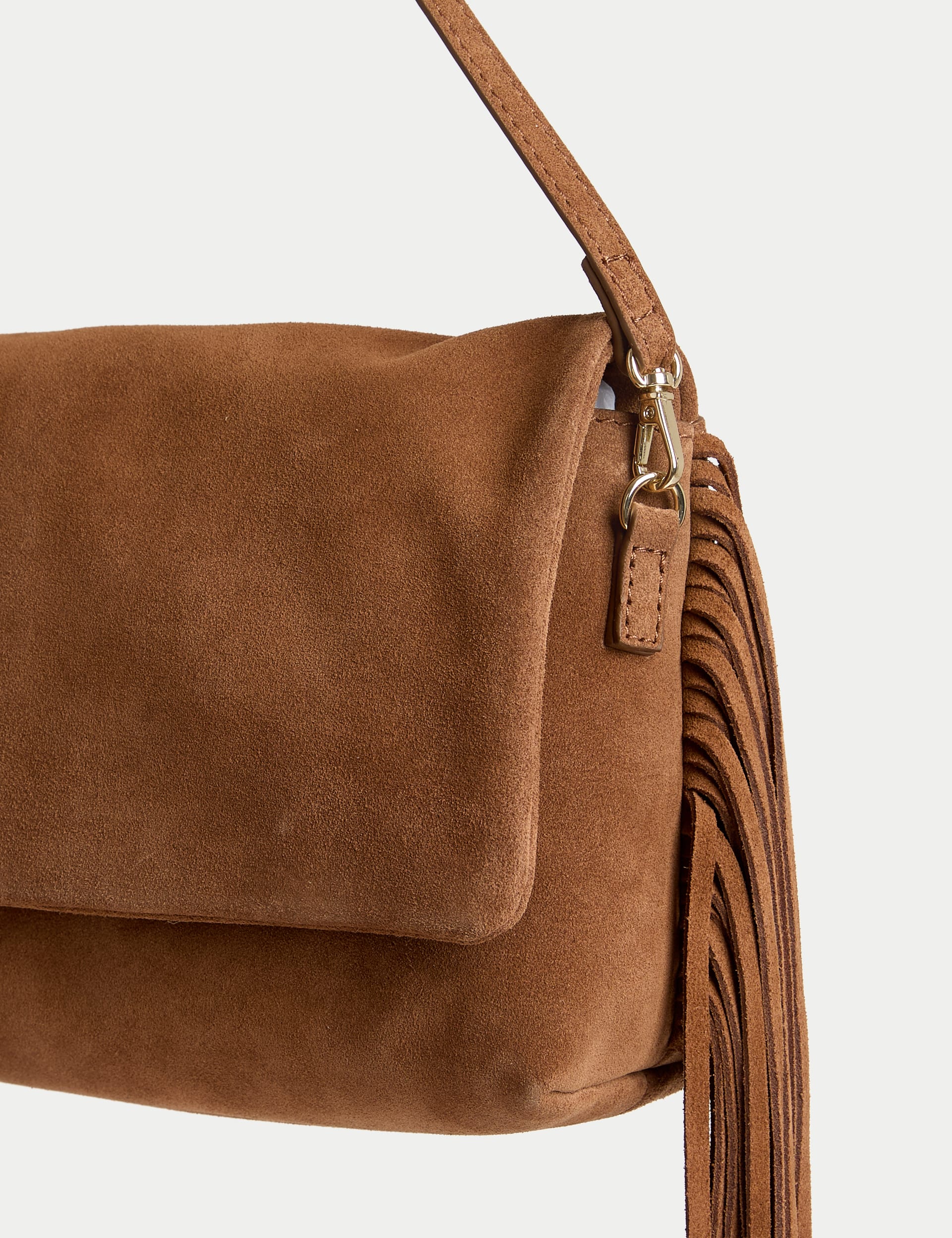 Per Una Women's Suede Fringed Shoulder Bag - Toffee, Toffee