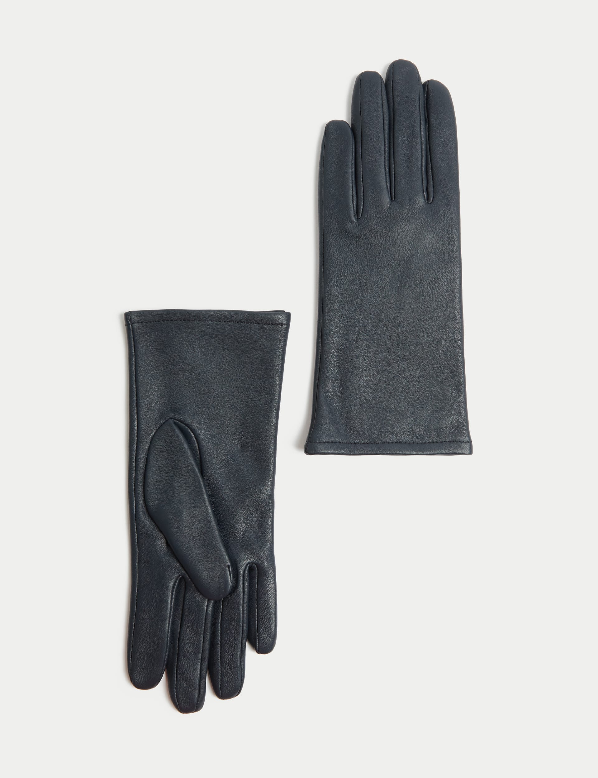 M&S Collection Women's Leather Warm Lined Gloves - Navy, Navy