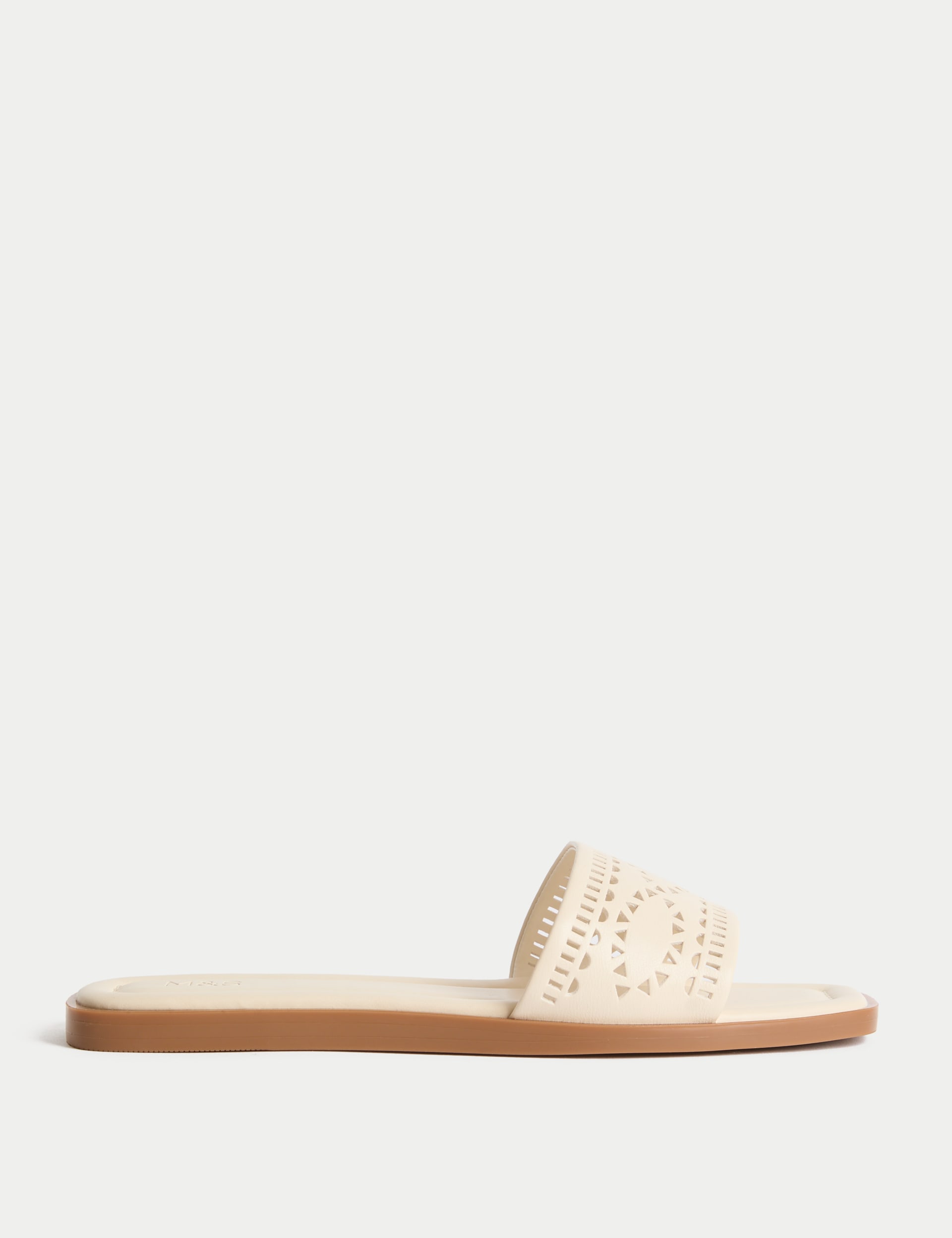 M&S Collection Women's Laser Cut Flat Mules - 6 - Soft White, Soft White