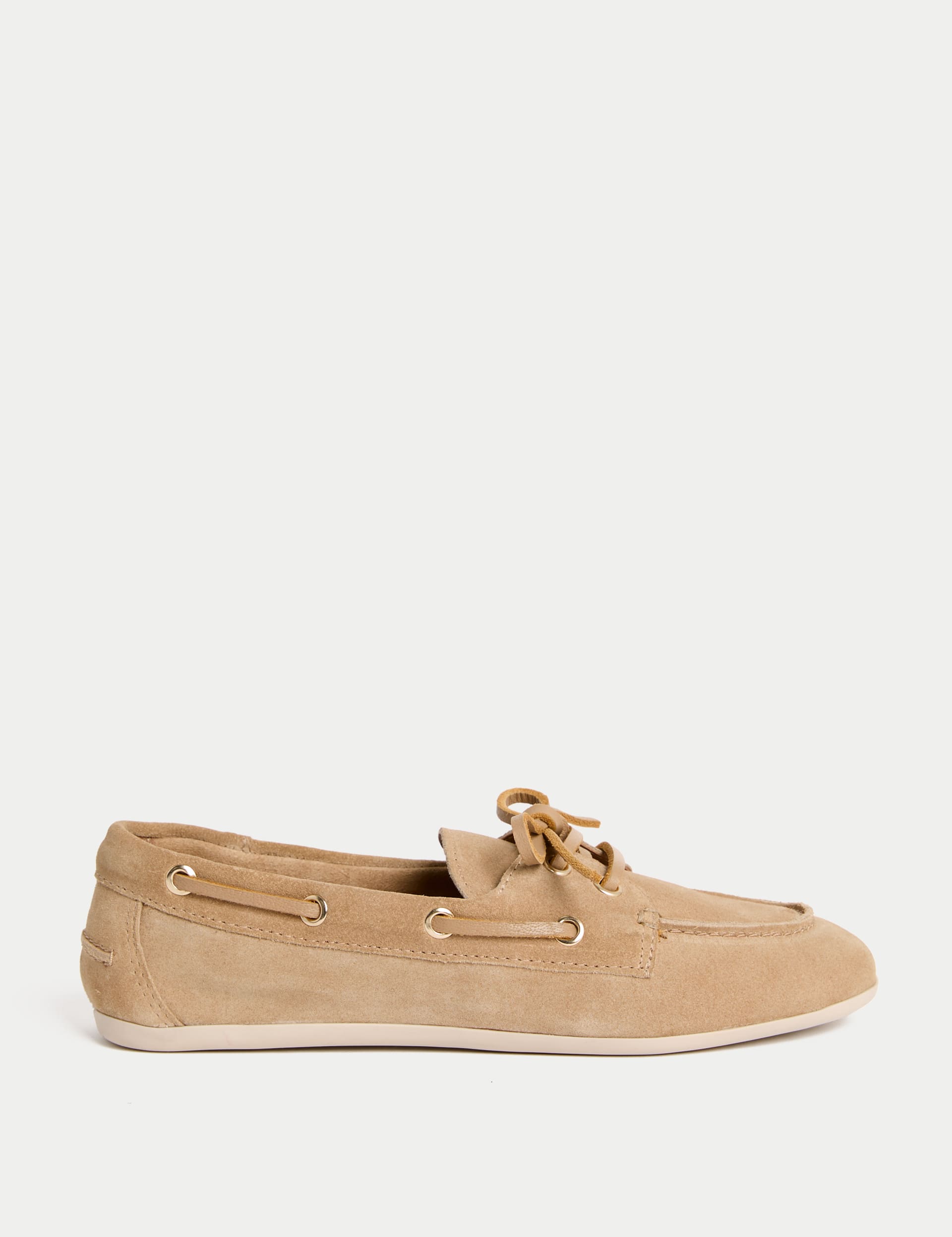 M&S Collection Women's Suede Flat Boat Shoes - 6 - Taupe, Taupe