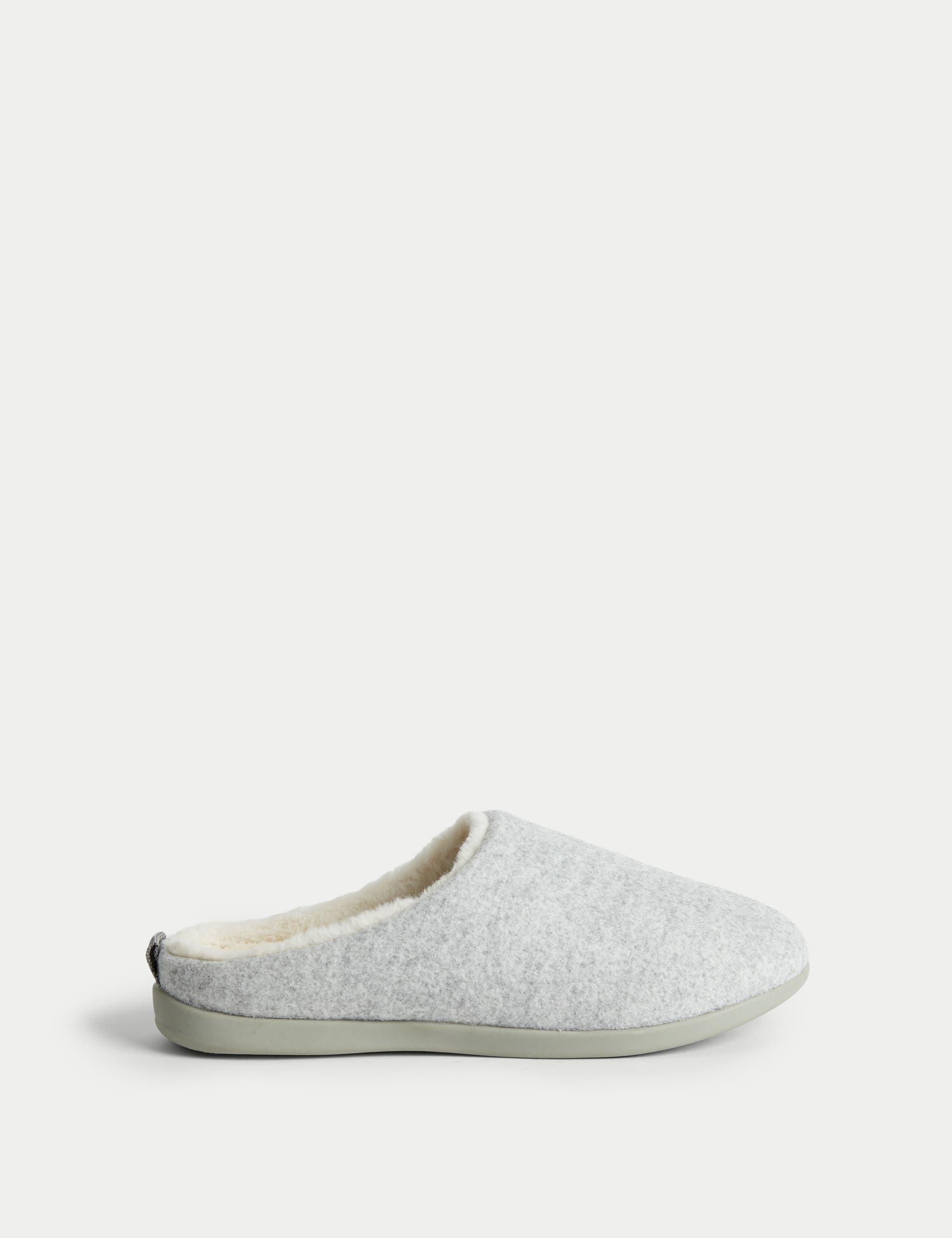 M&S Collection Women's Mule Slippers with Secret Support - 6 - Grey Mix, Grey Mix,Oatmeal,Navy Mix