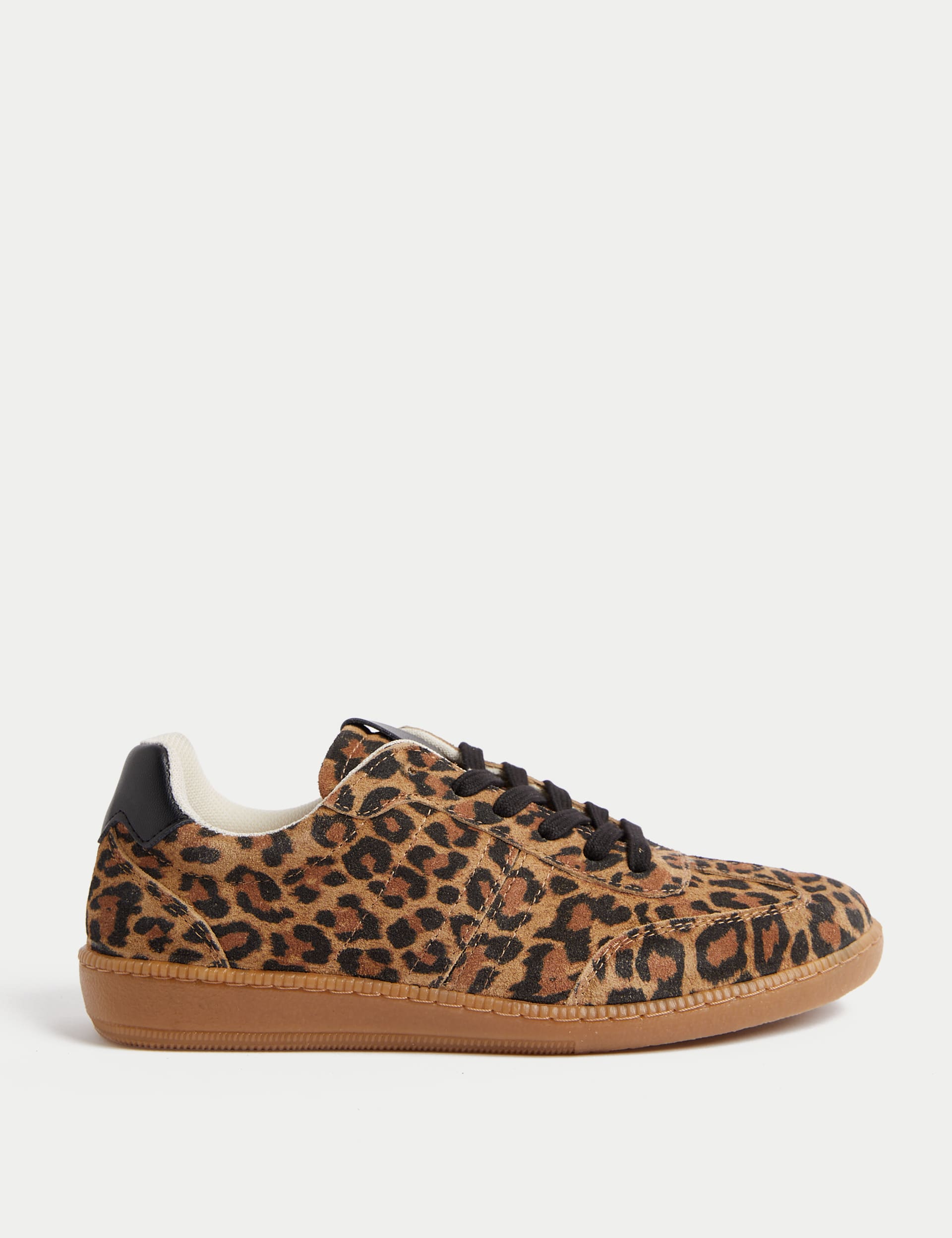 M&S Collection Women's Leather Leopard Print Trainers - 5 - Brown Mix, Brown Mix