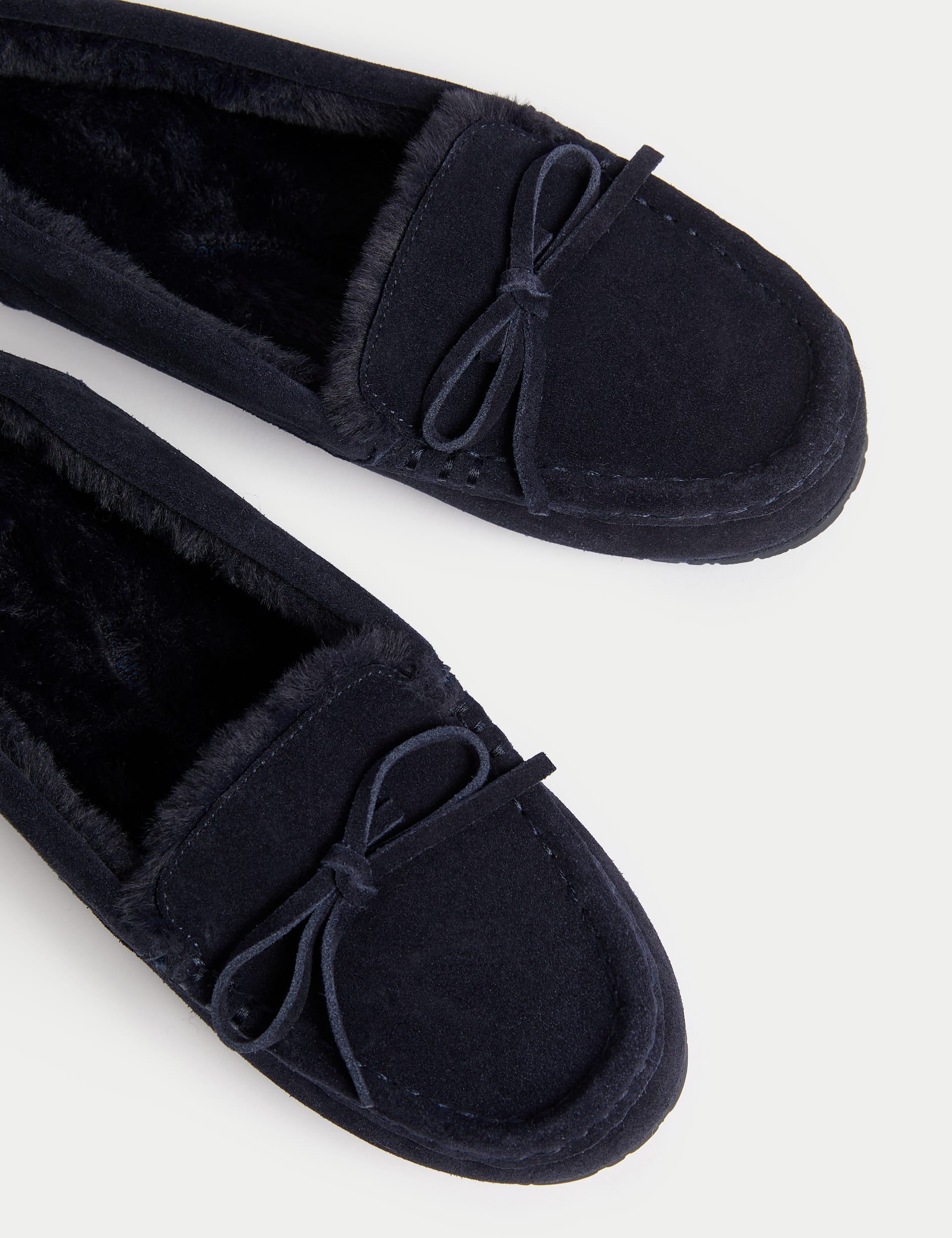 M&S Collection Women's Suede Moccasin Slippers - 6 - Midnight Navy, Mink,Midnight Navy,Dark Sage