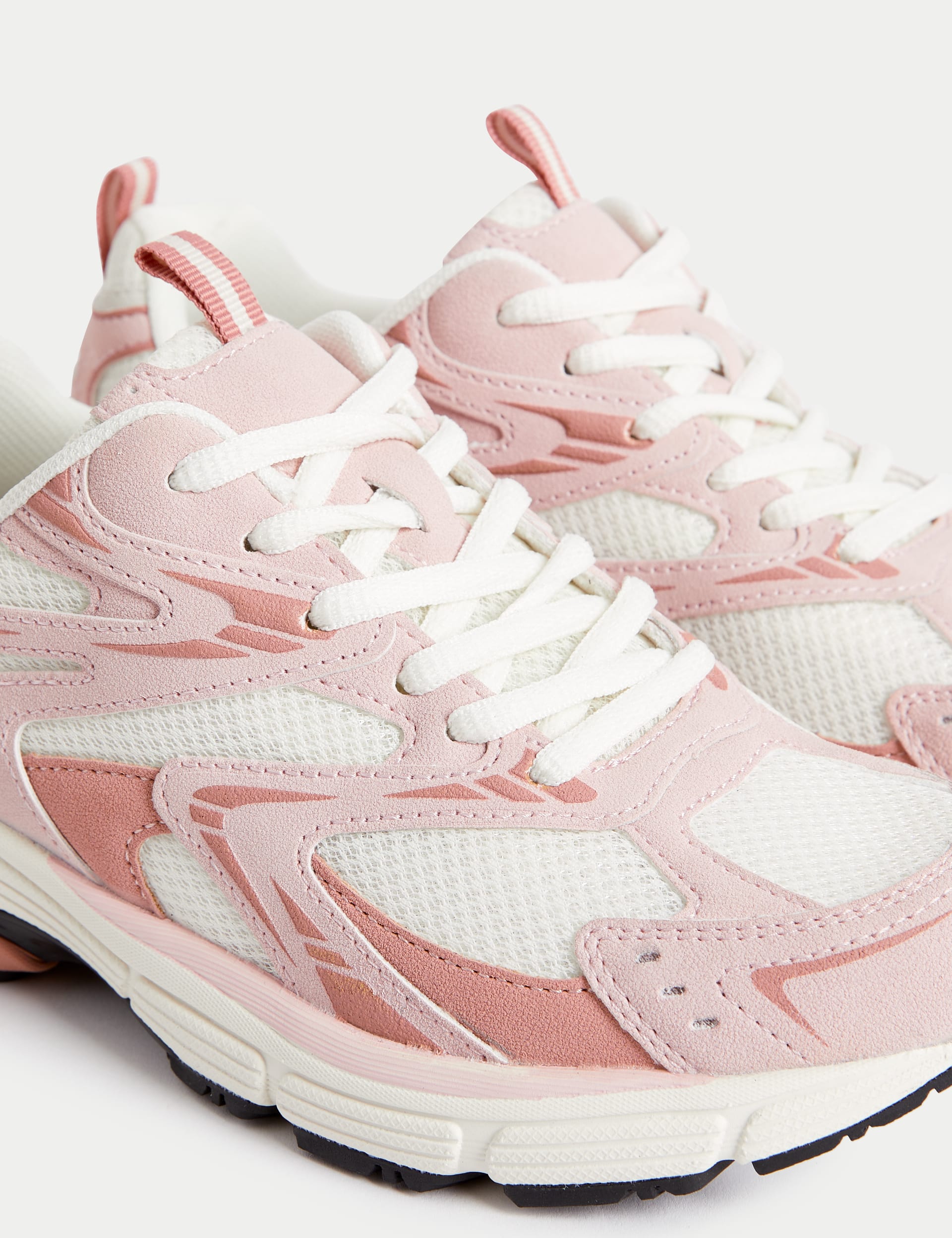 M&S Collection Women's Mesh Detail Chunky Trainers - 6 - Pink Mix, Pink Mix,Cream Mix