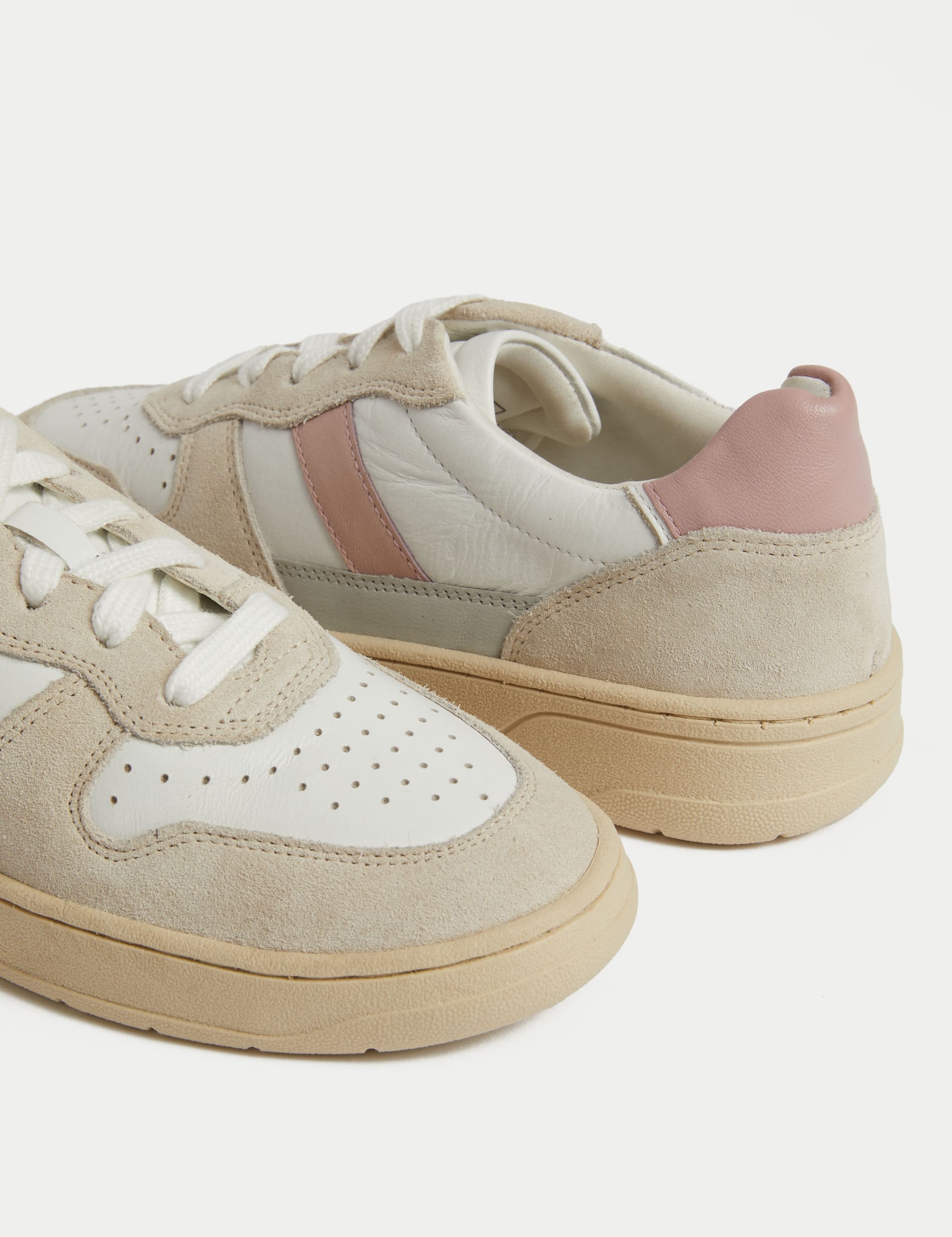 M&S Collection Women's Leather Side Detail Trainers - 6 - Pale Pink Mix, Pale Pink Mix