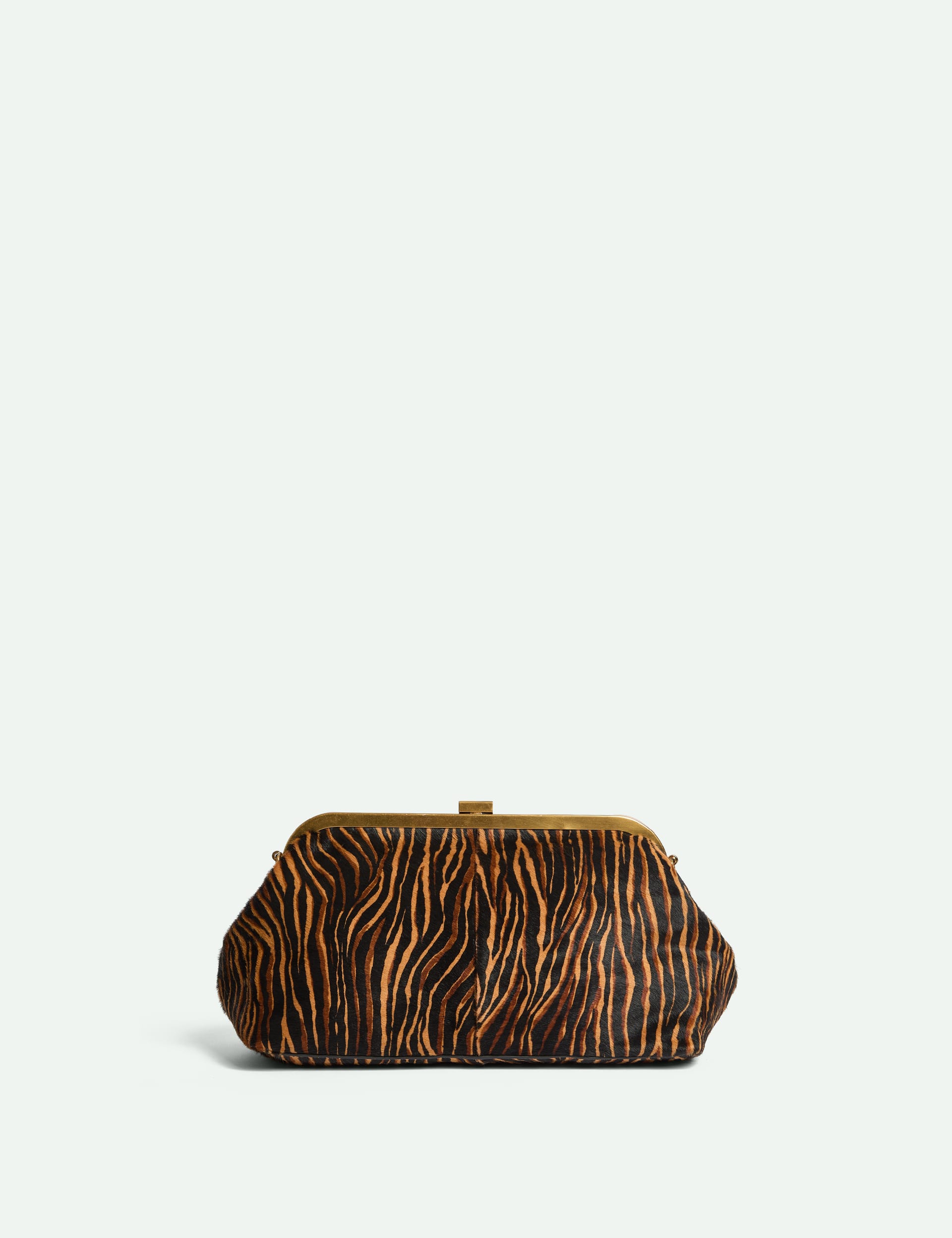 M&S X Sienna Miller Women's Animal-Print Leather Clutch Bag - Brown Mix, Brown Mix