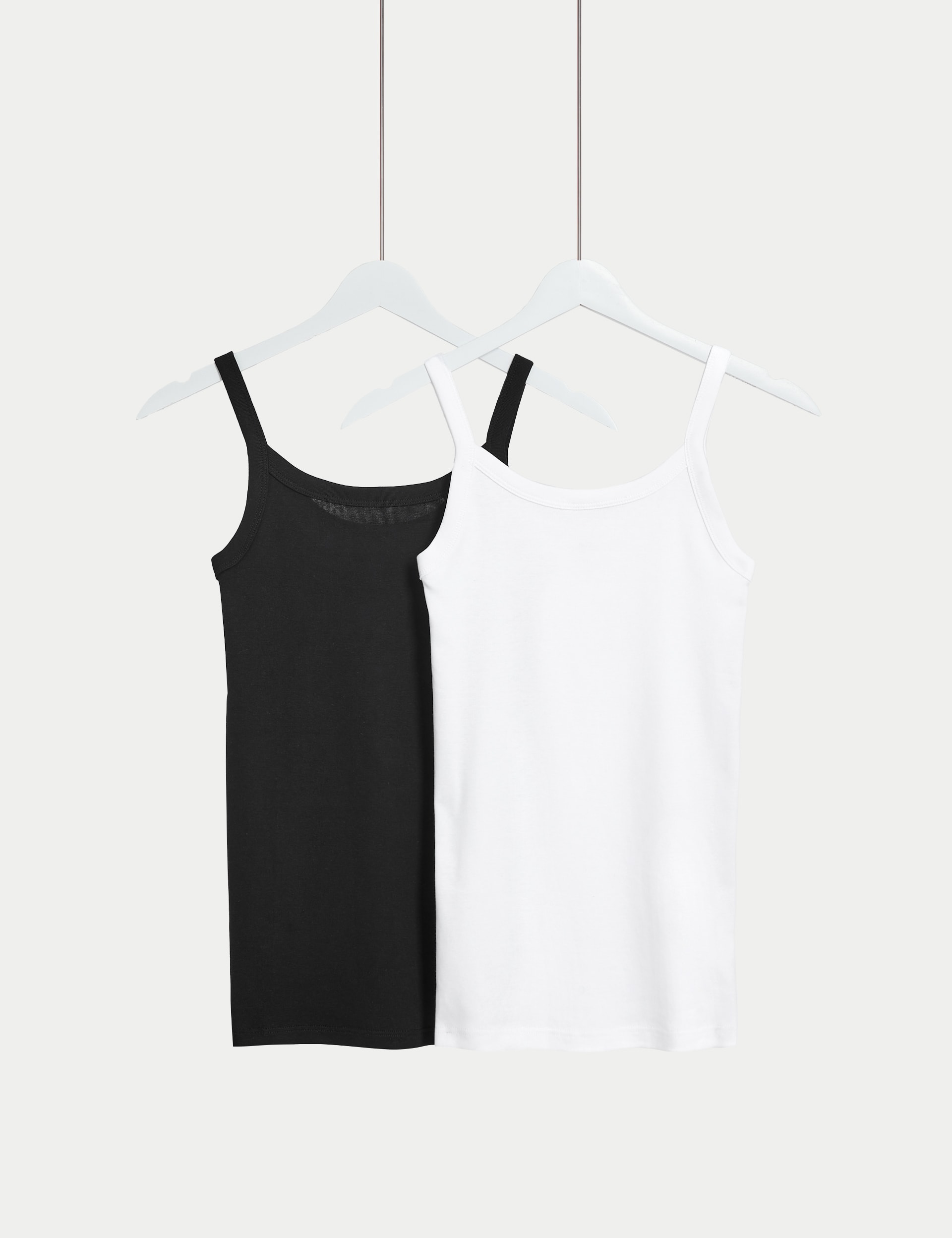 M&S Collection Women's 2 Pack Pure Cotton Vest - 14 - Black/White, Black/White