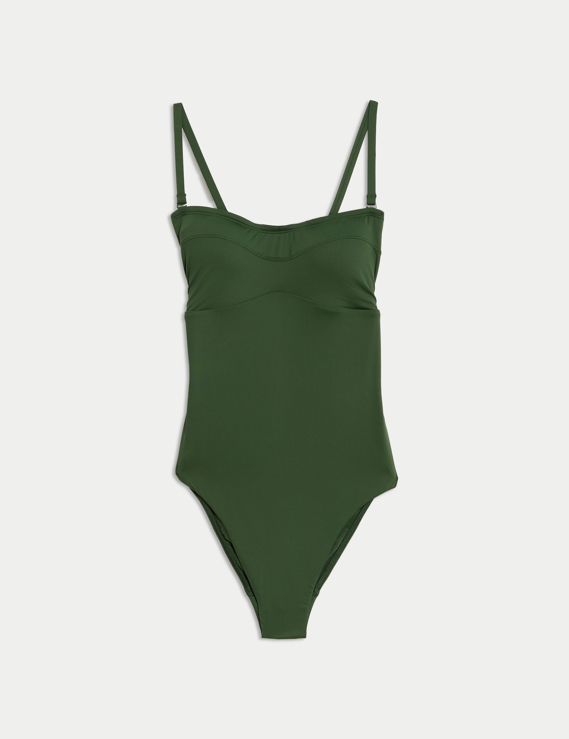 M&S Collection Women's 360 Tummy Control Padded Bandeau Swimsuit - 16REG - Green, Dark Blue,Green