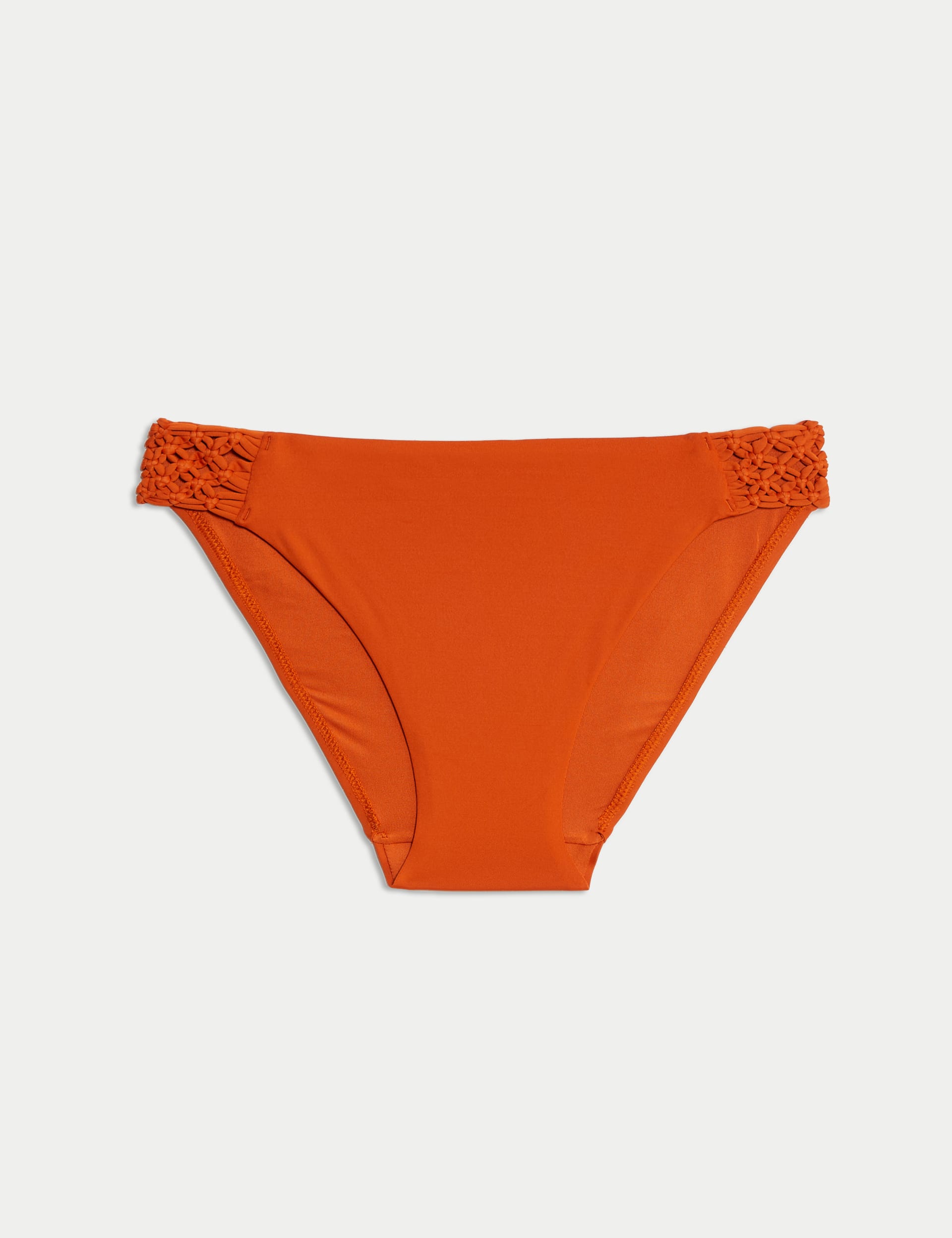 M&S Collection Women's Macrame Detail High Leg Bikini Bottoms - 12 - Marmalade, Marmalade,Black