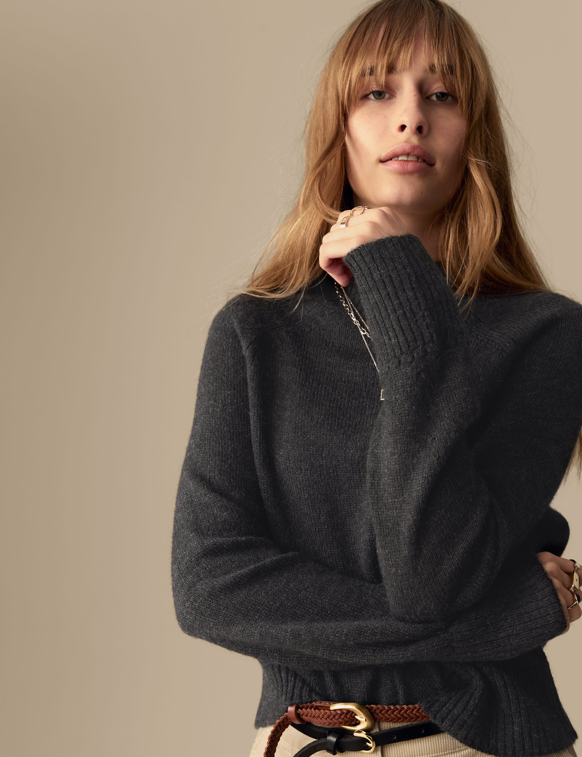 Per Una Women's Funnel Neck Jumper with Wool - Charcoal, Charcoal