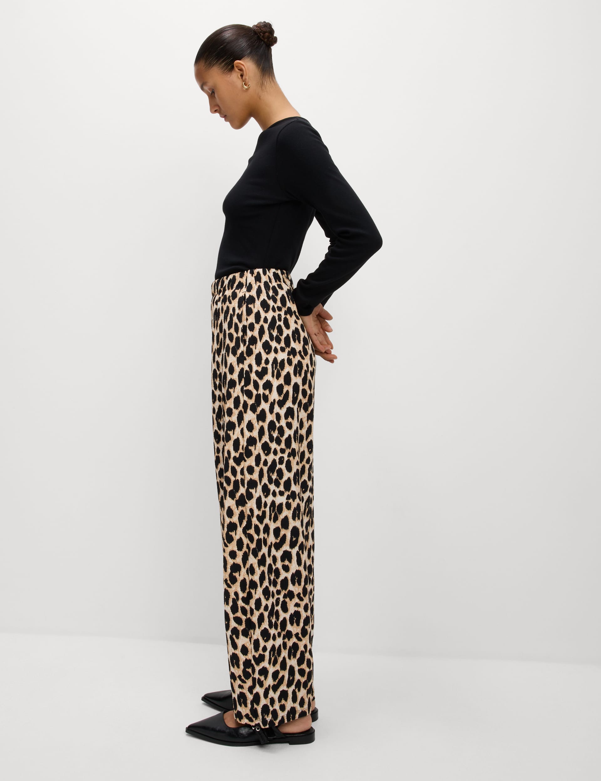 M&S Collection Women's Animal Print Carrot Leg Ankle Grazer Trousers - 8SHT - Brown Mix, Brown Mix