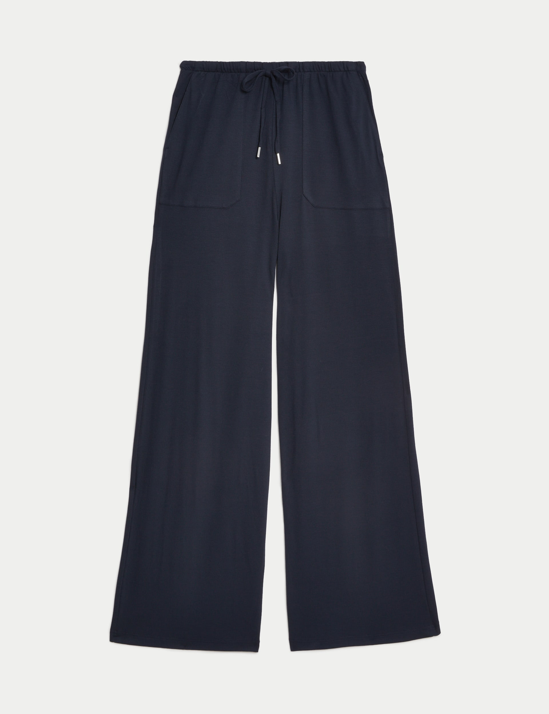 M&S Collection Women's Jersey Wide Leg Trousers - 18LNG - Midnight Navy, Black,Midnight Navy