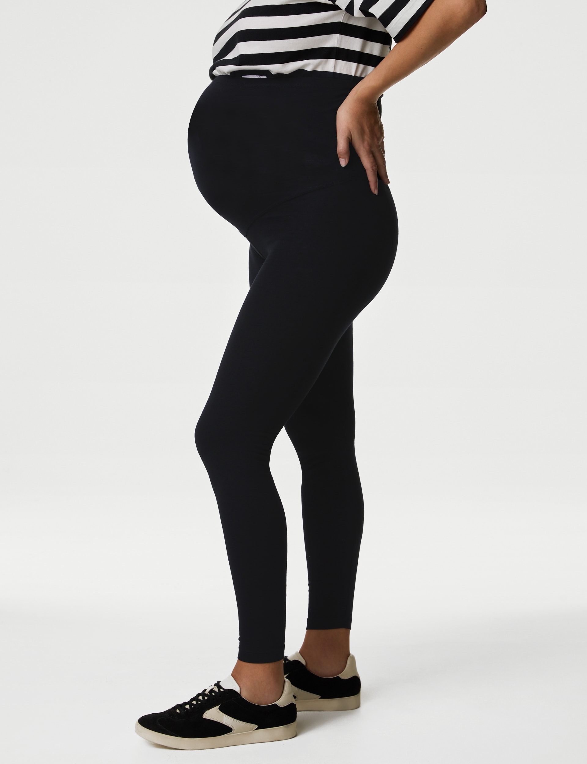 M&S Collection Women's Maternity 2 Pack Over Bump Leggings - 10REG - Black, Black