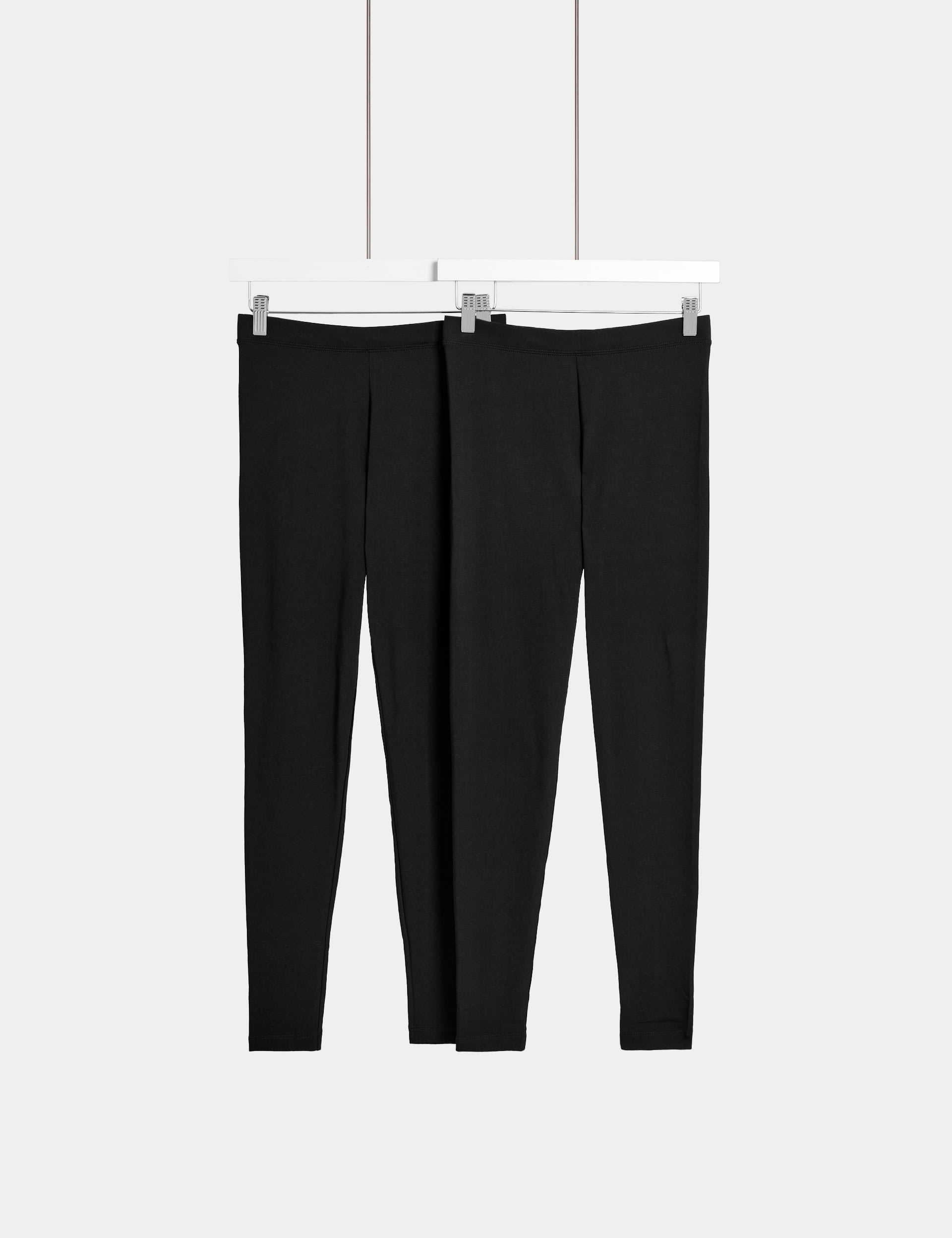 M&S Collection Women's 2 Pack High Waisted Leggings - 12REG - Black/Black, Black/Black,Blue/Black