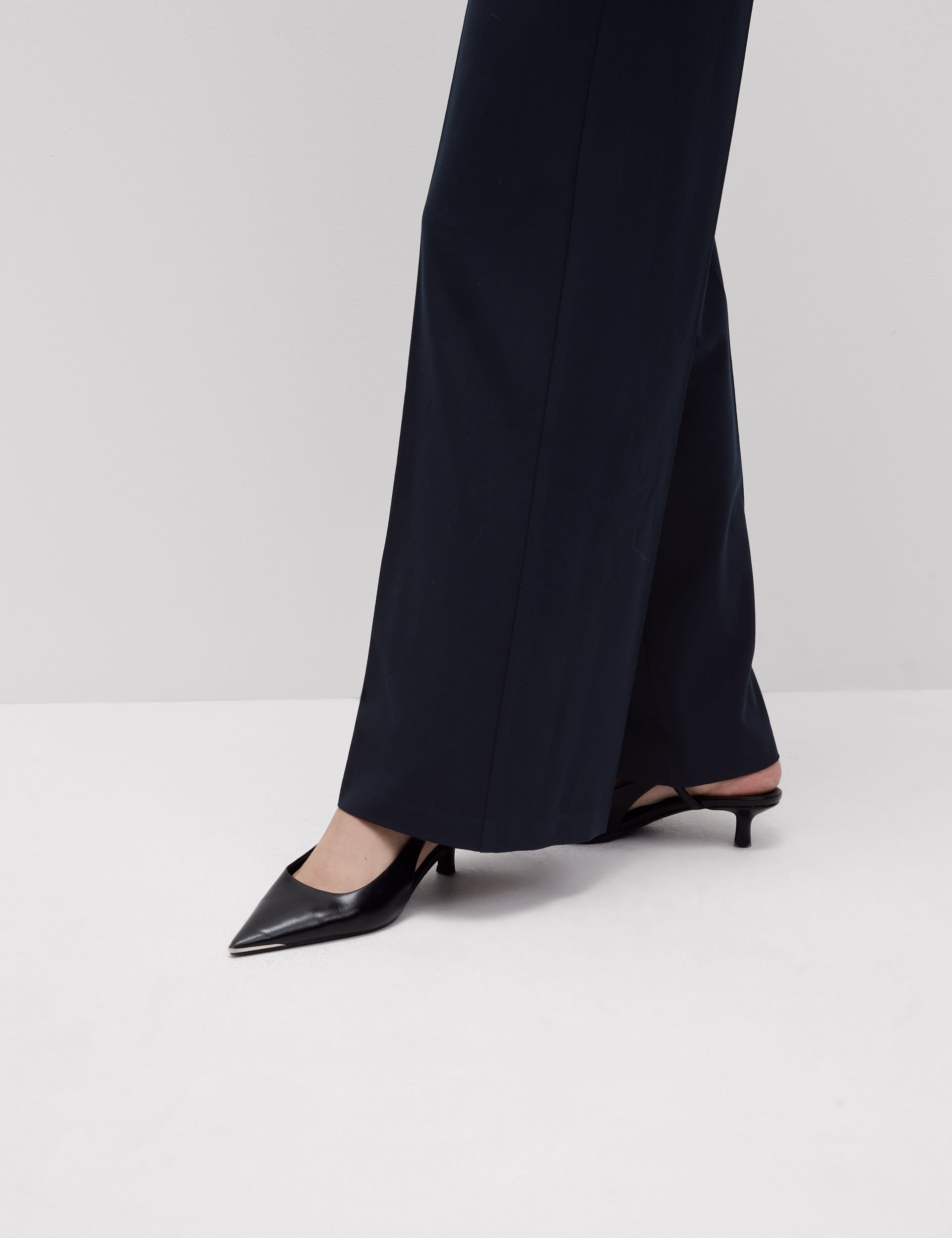 M&S Collection Women's Woven Wide Leg Trousers - 14SHT - Dark Navy, Black,Dark Navy,Ecru