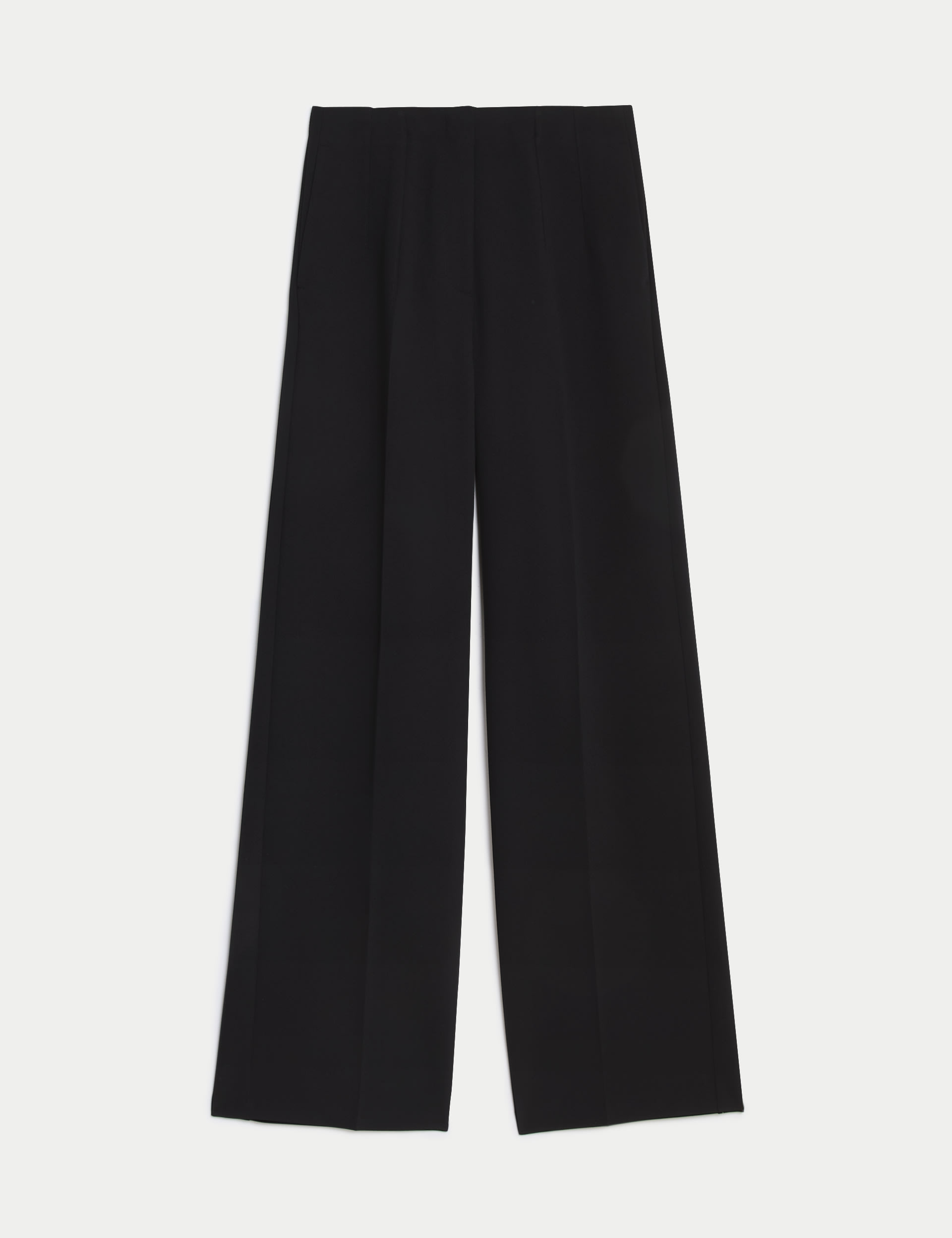 M&S Collection Women's Woven Elasticated Waist Wide Leg Trousers - 12REG - Black, Black