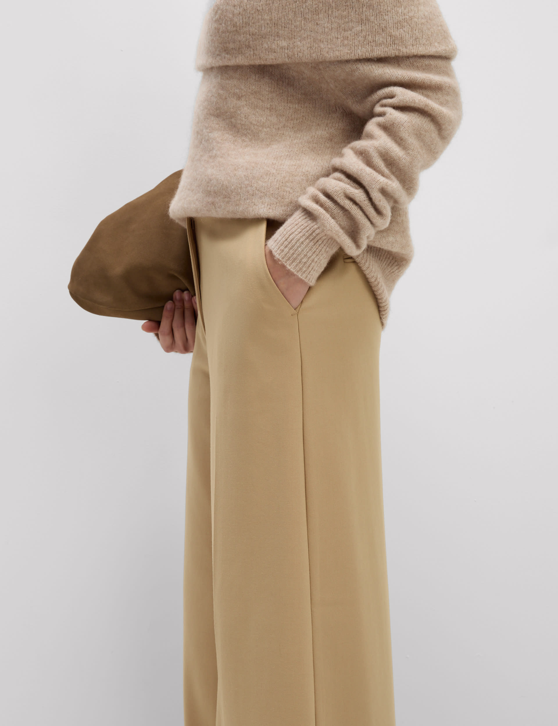 M&S Collection Women's Palazzo Wide Leg Trousers - 14REG - Butterscotch, Black,Butterscotch,Midnight