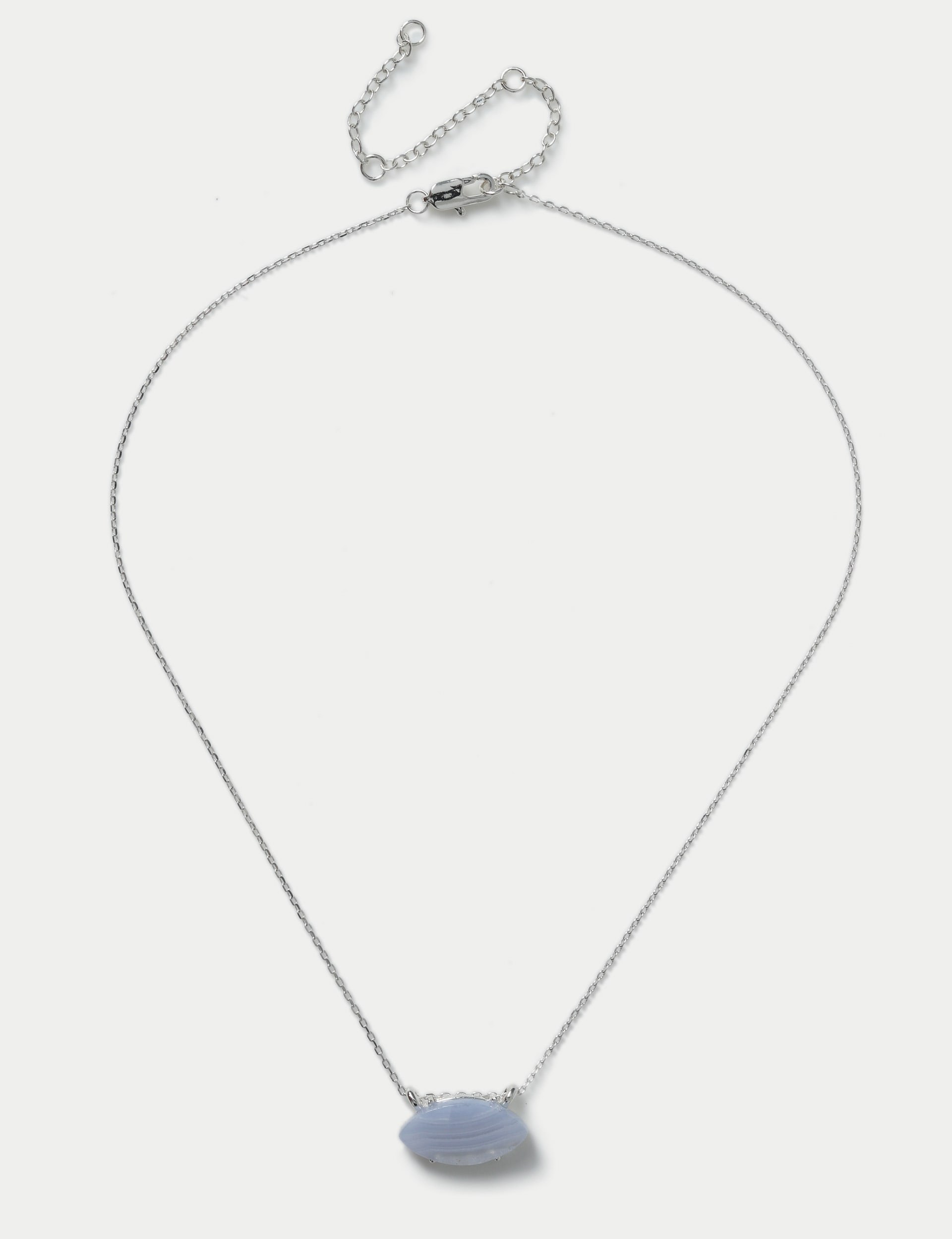 Per Una Women's Blue Lace Agate Ditsy Necklace - Silver, Silver