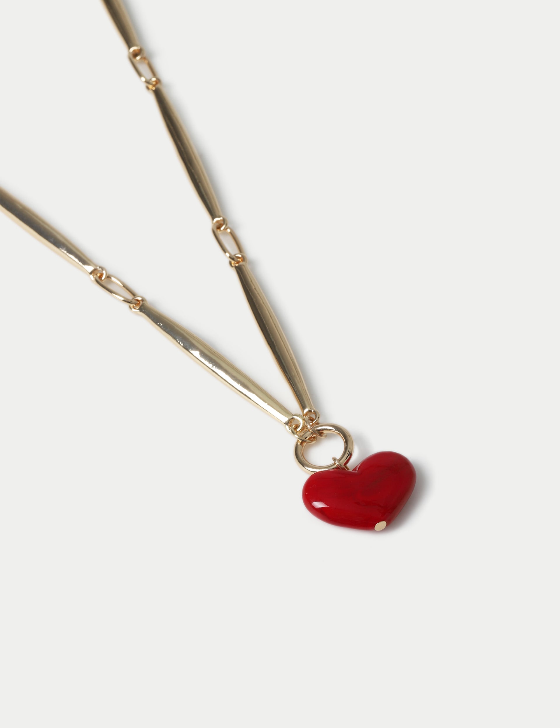 M&S Collection Women's Red Heart Pendant Chain, Red