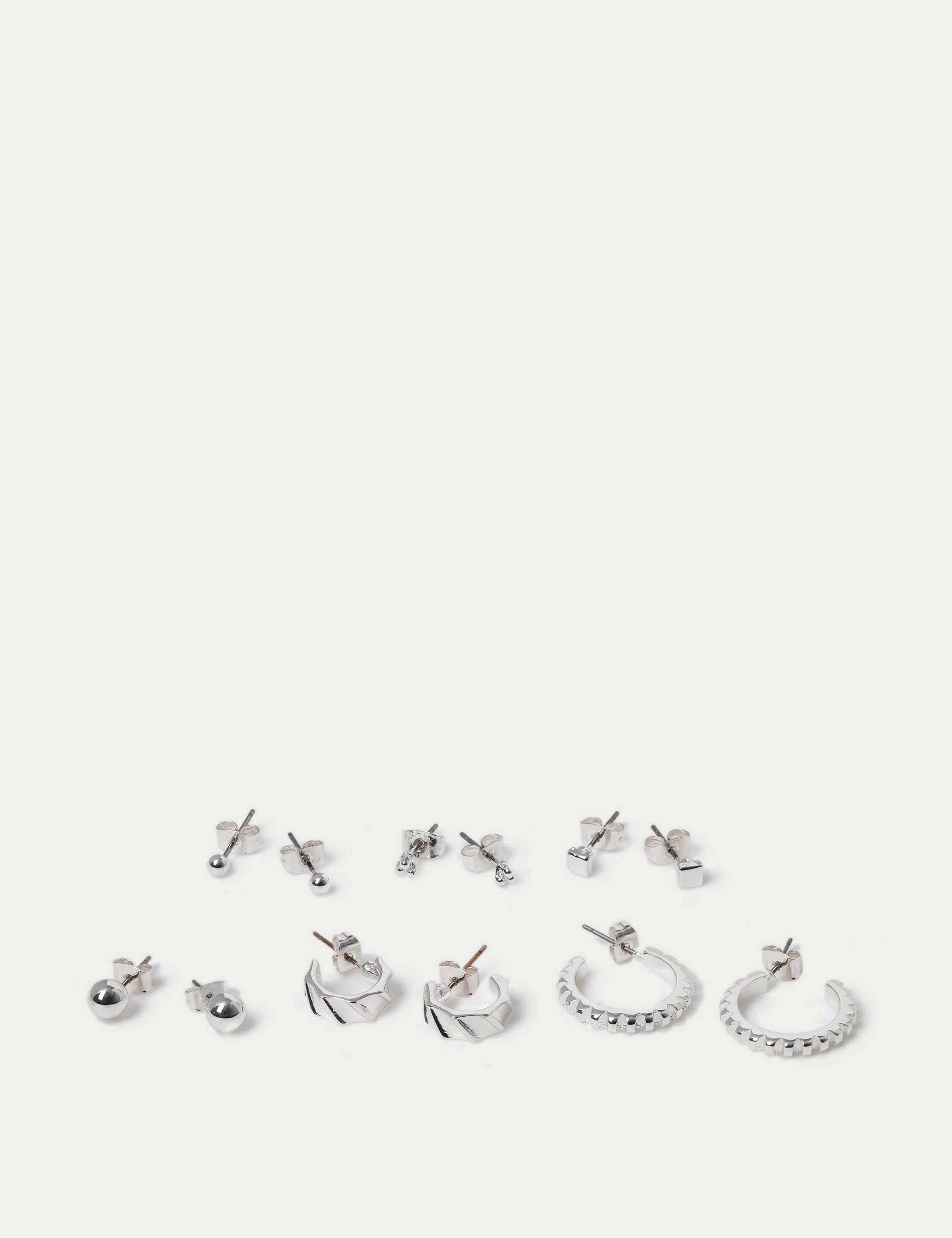 M&S Collection Women's Silver Tone Earring Set, Silver