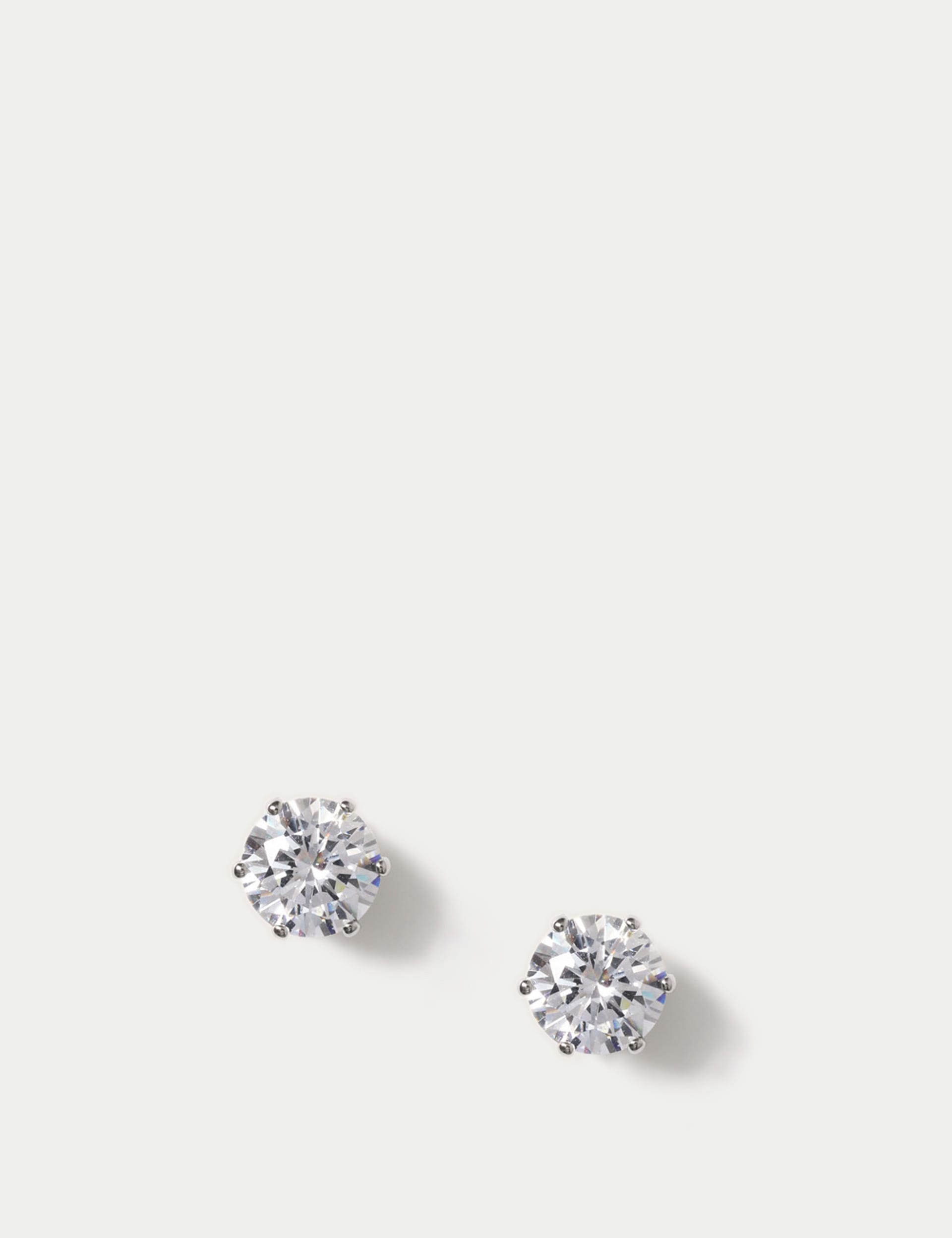 M&S Collection Women's Essential Cubic Zirconia Stud Earrings - Silver, Silver