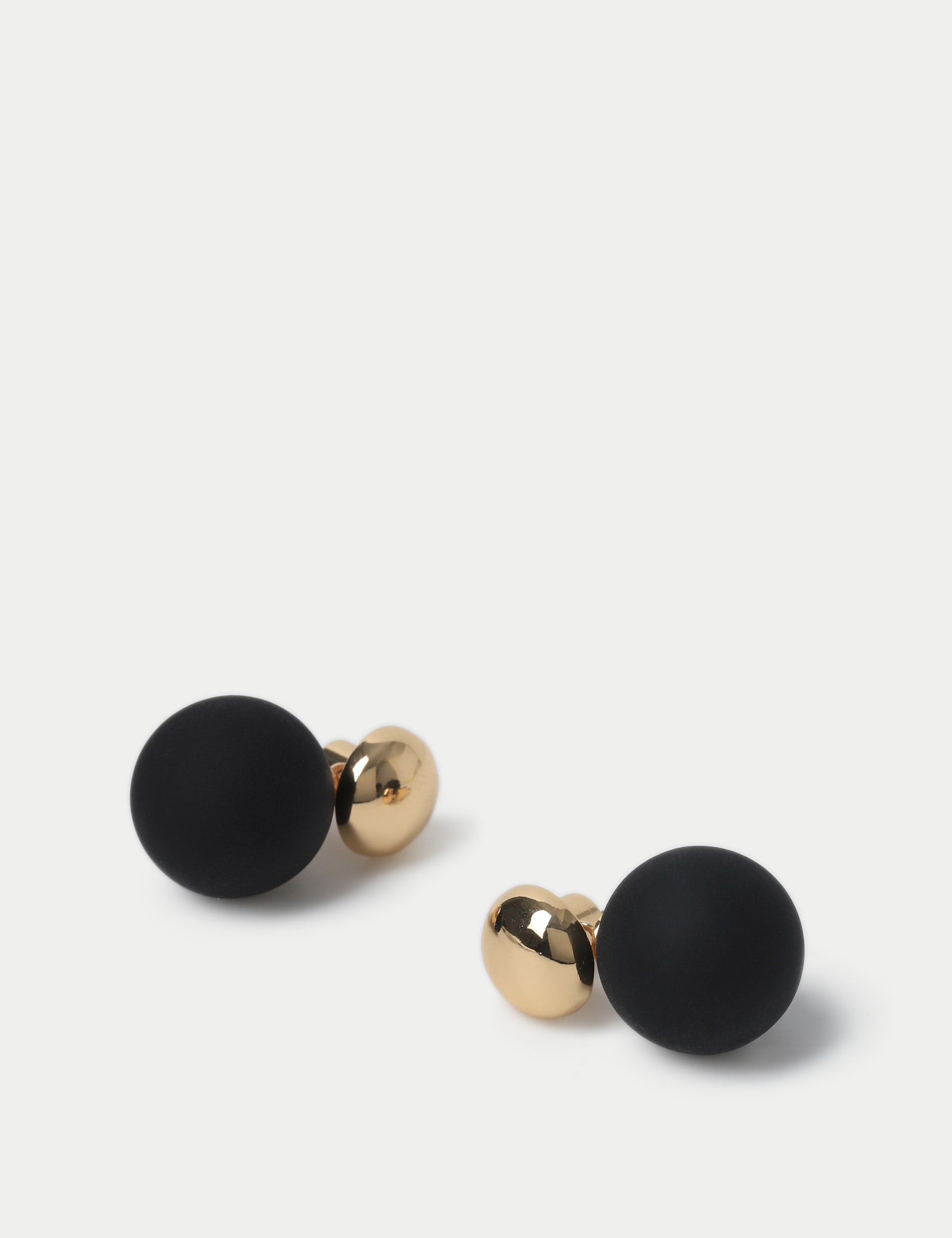 M&S Collection Women's Black Sphere Stud Earring, Black