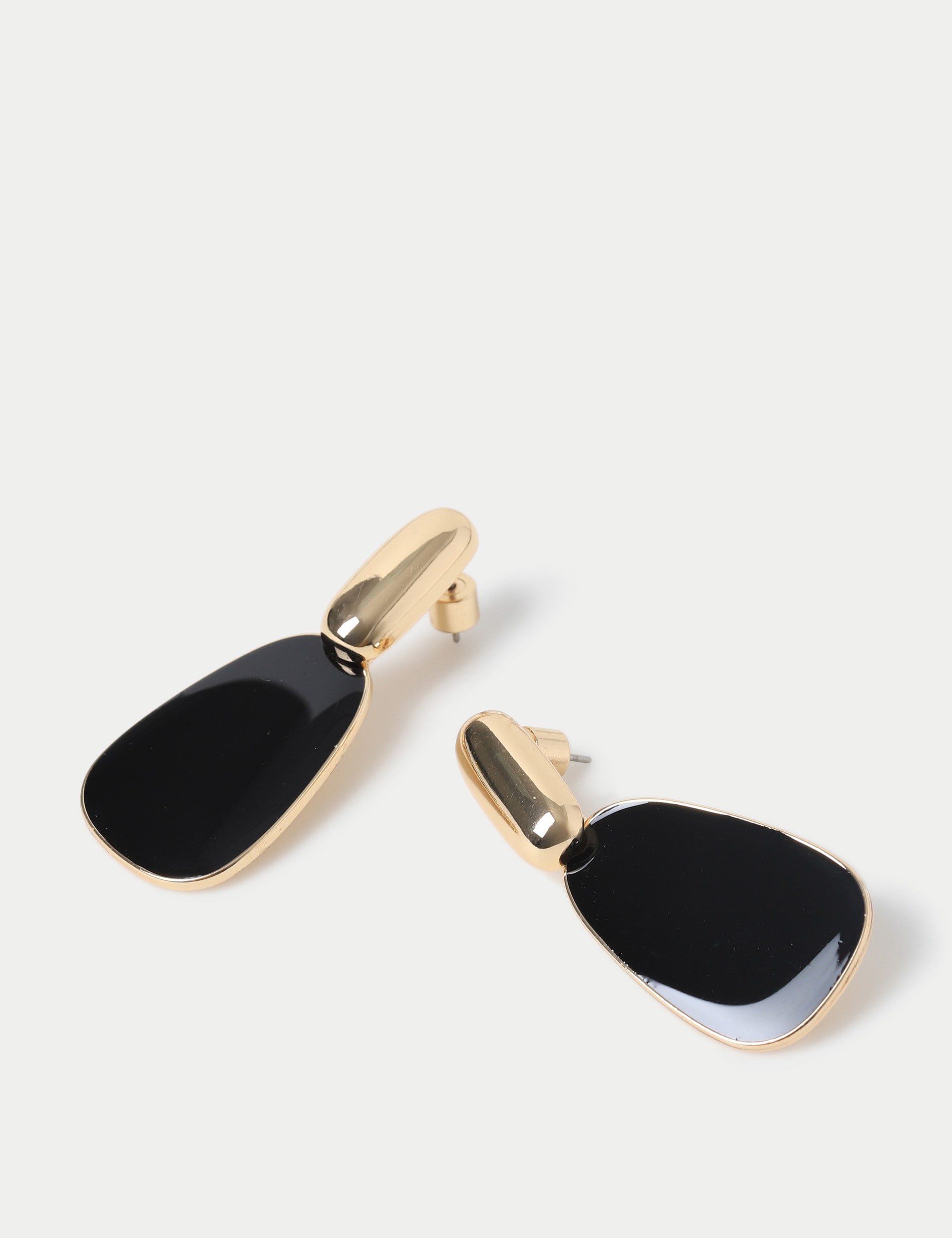 M&S Collection Women's Black Enamel Drop Earring, Black