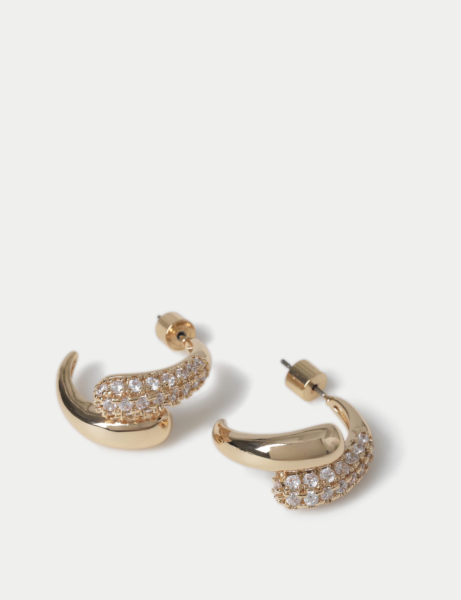 Autograph Women's Cubic Zirconia Pave Hoop Earring - Gold, Gold