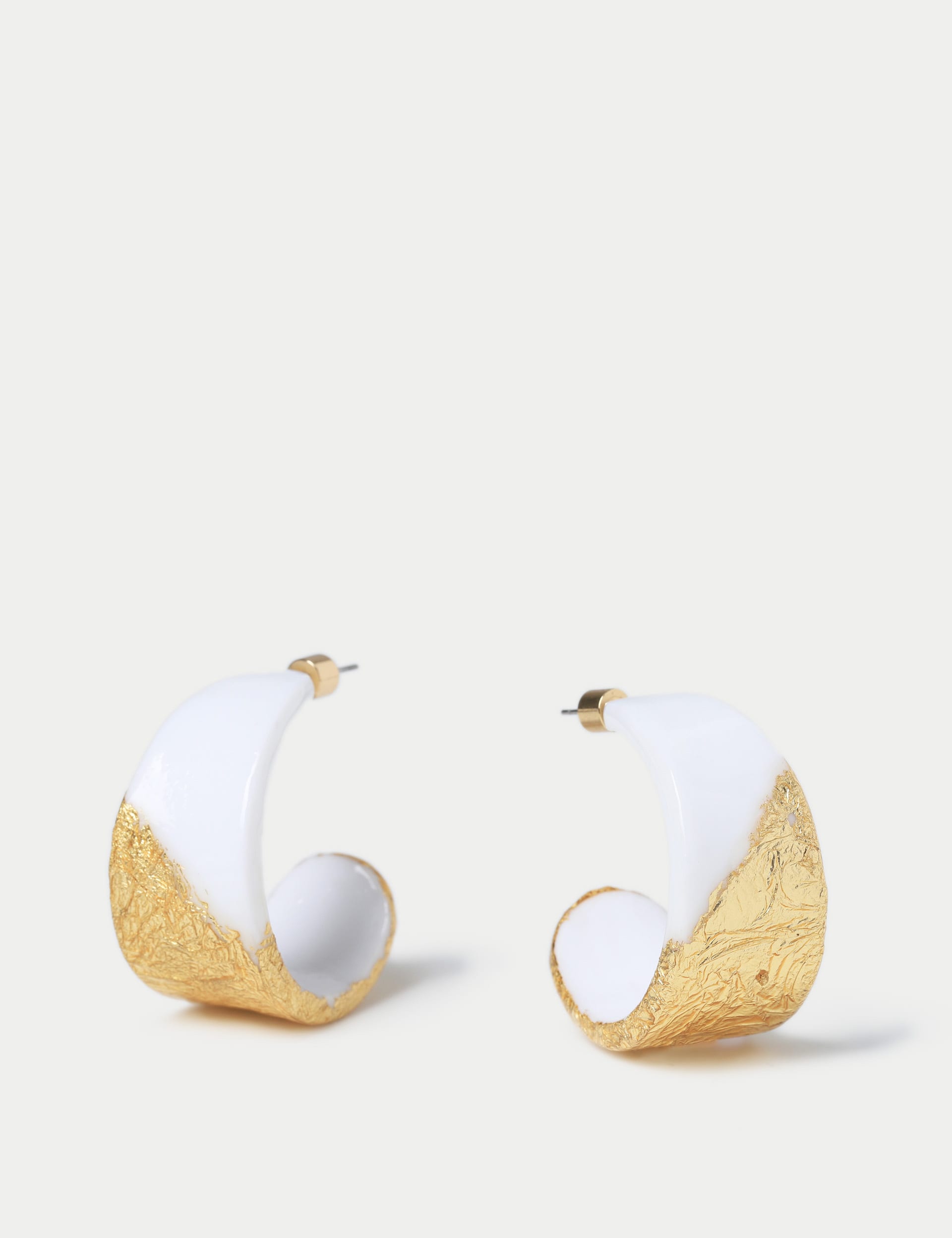 M&S Collection Women's White and Gold Tone Hoop Earring, White