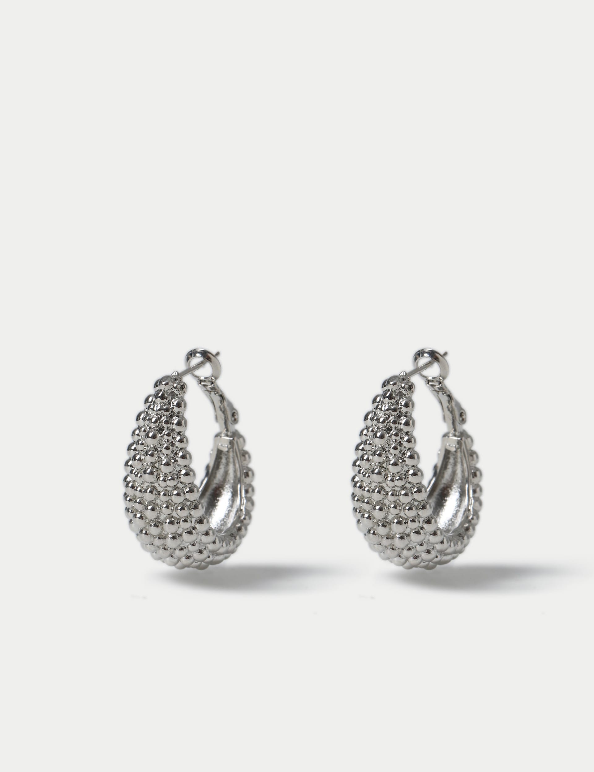 M&S Collection Women's Rhodium Stud Tear Drop Earring - Silver, Silver