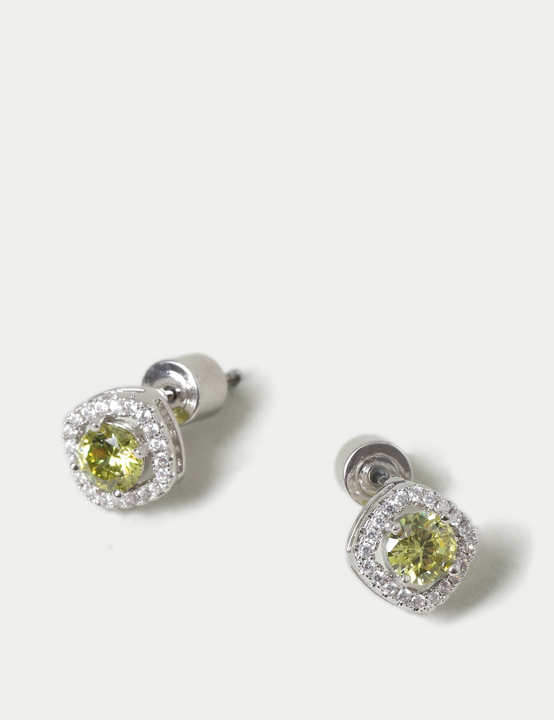 M&S Collection Women's Platinum Plated June Stud Earrings - Yellow, Yellow