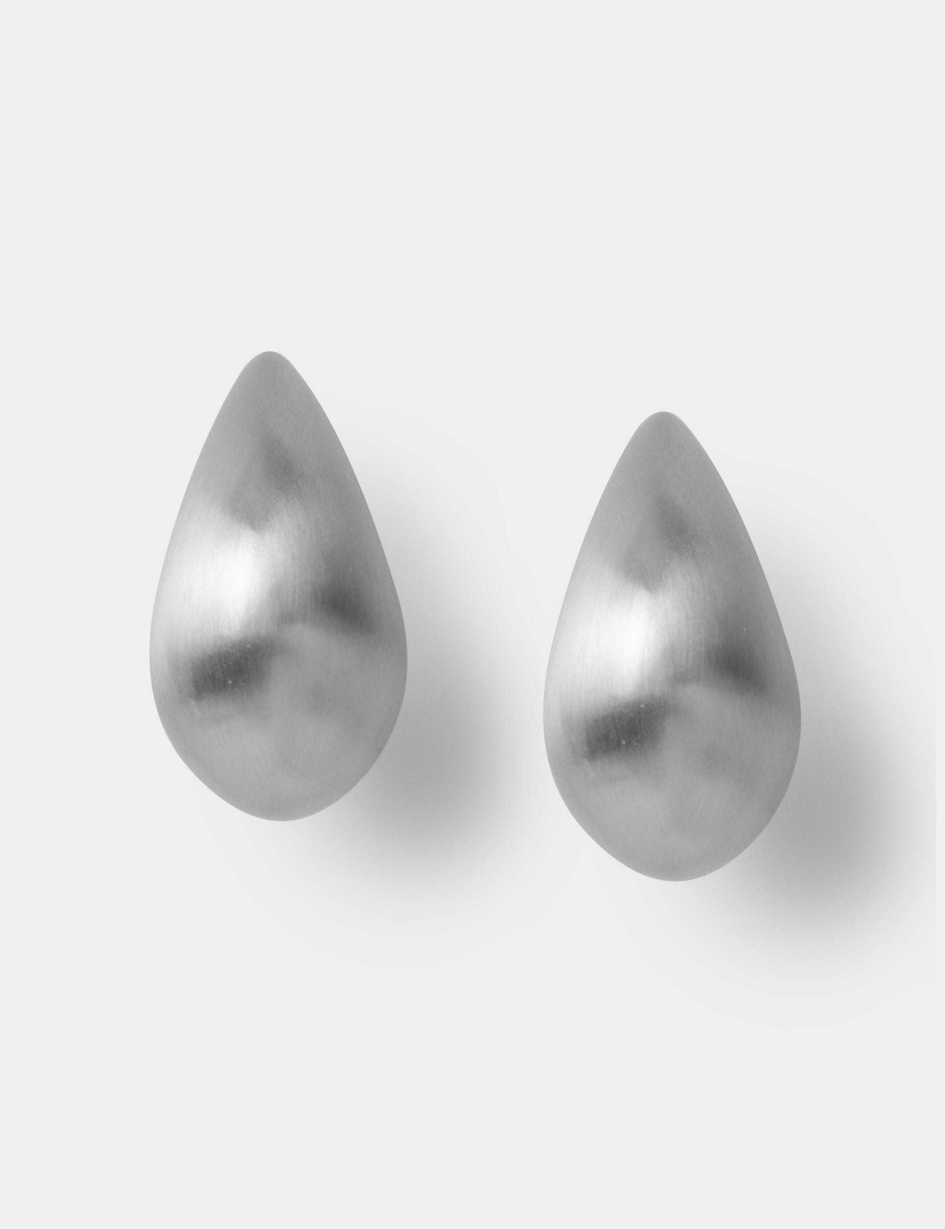 M&S Collection Women's Brushed Maxi Tear Drop Earring - Silver, Silver,Gold