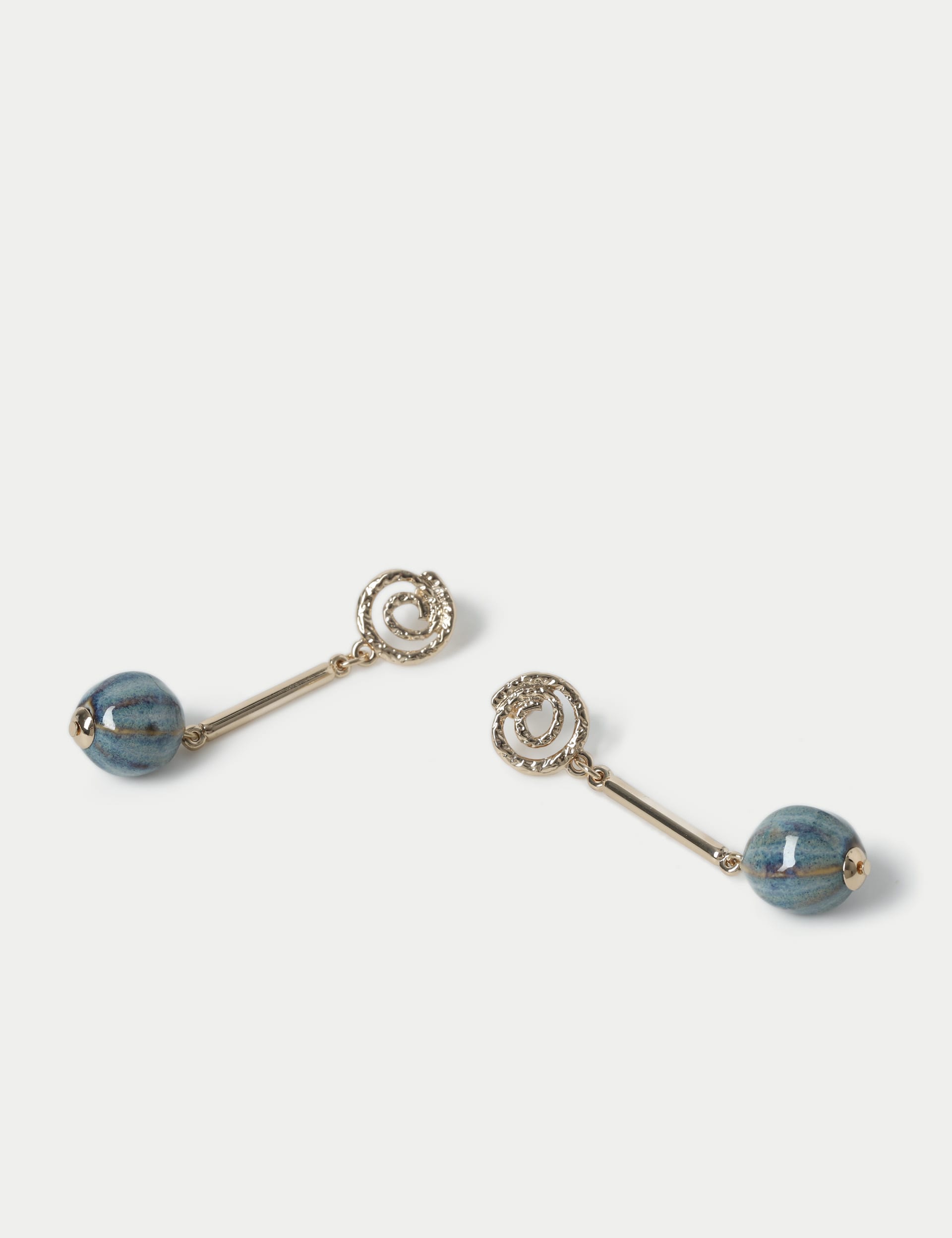 M&S Collection Women's Swirl Detail Stick Drop Ball Earrings - Blue, Blue