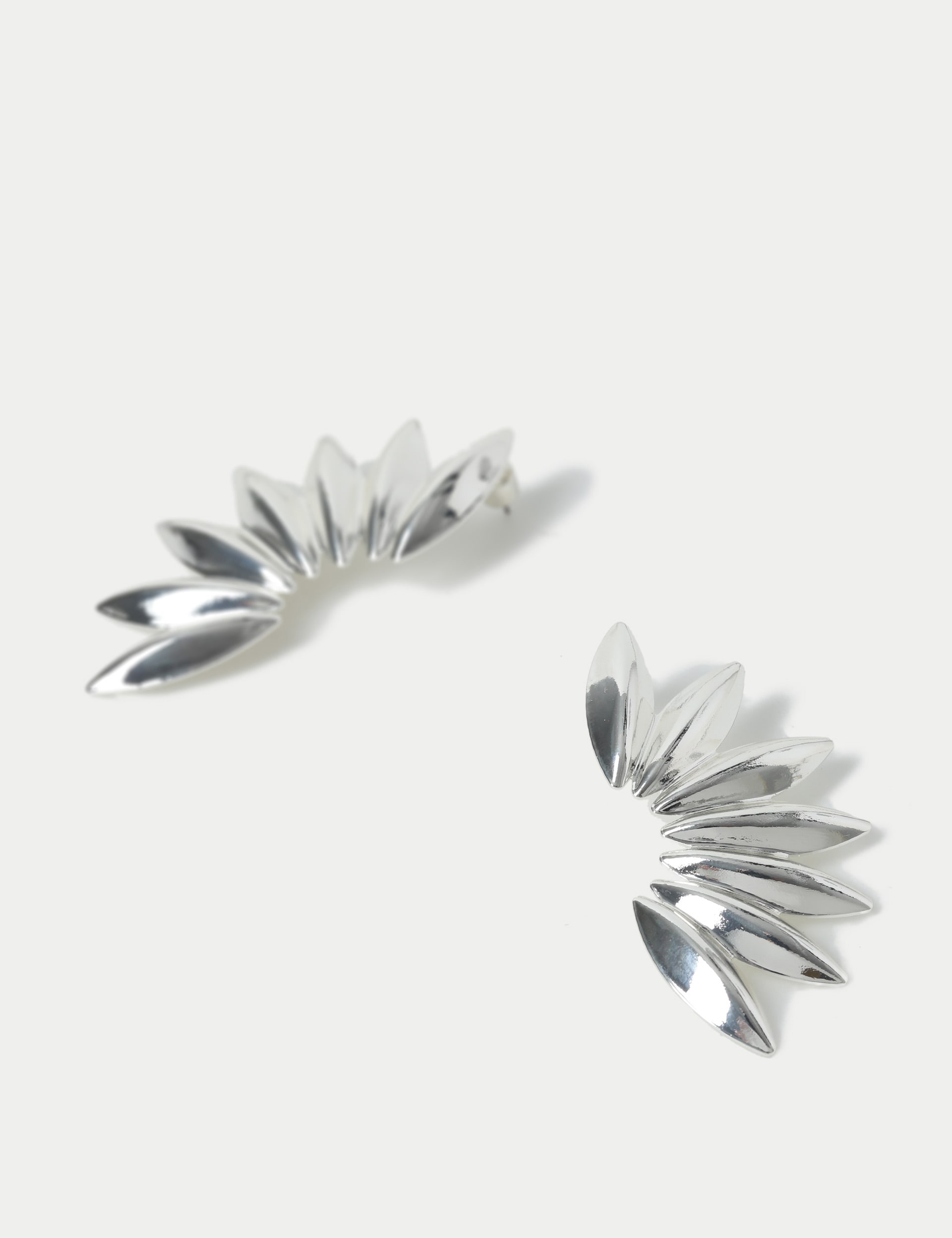 M&S Collection Women's Half Petal Earrings - Silver, Silver