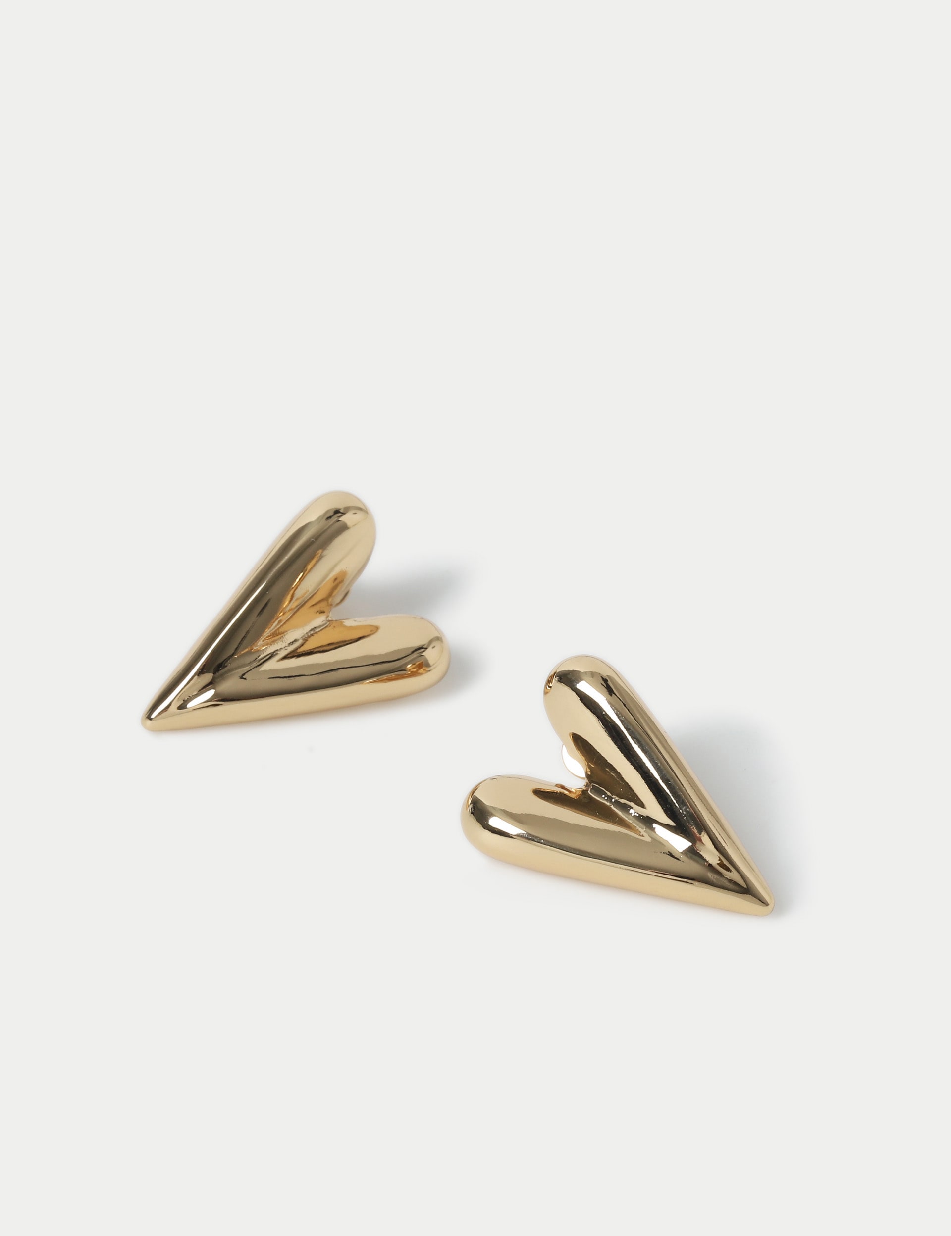 M&S Collection Women's Elongated Heart Stud Earrings - Gold, Gold