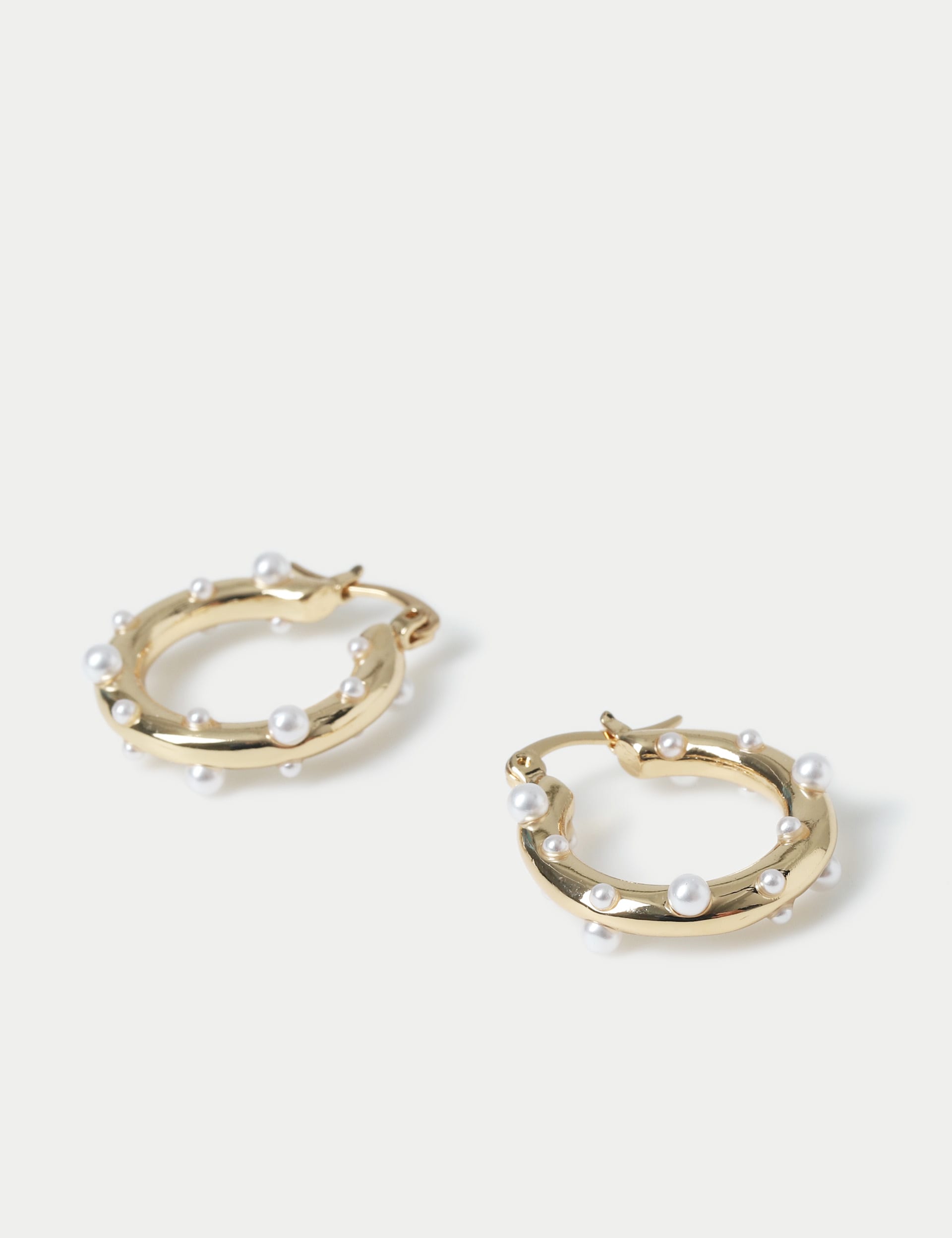 M&S Collection Women's Pearl Dot Hoop Earrings - Gold, Gold