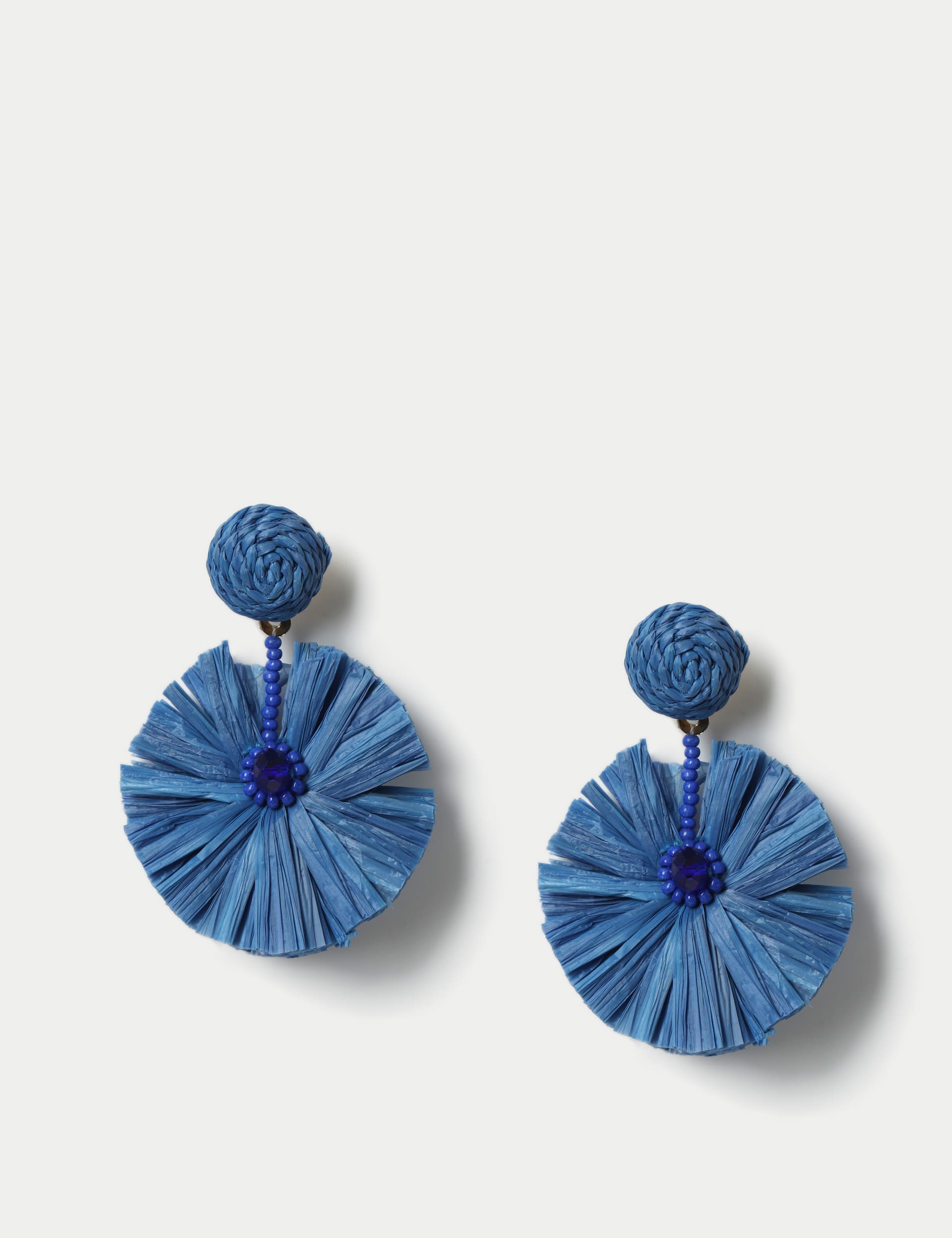 M&S Collection Women's Raffia Flare Earrings - Blue, Blue