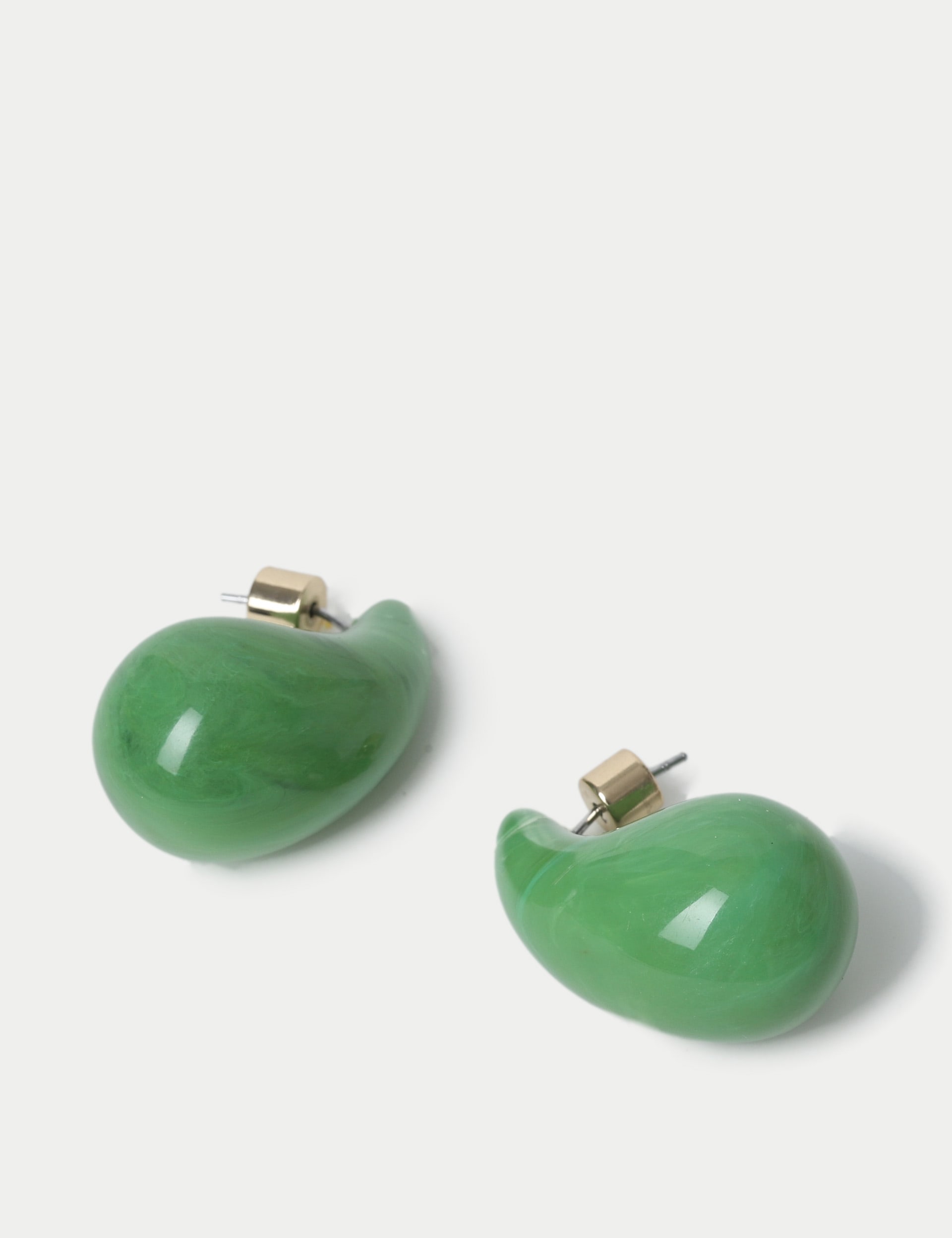 M&S Collection Women's Green Resin Tear Drop Earrings, Green