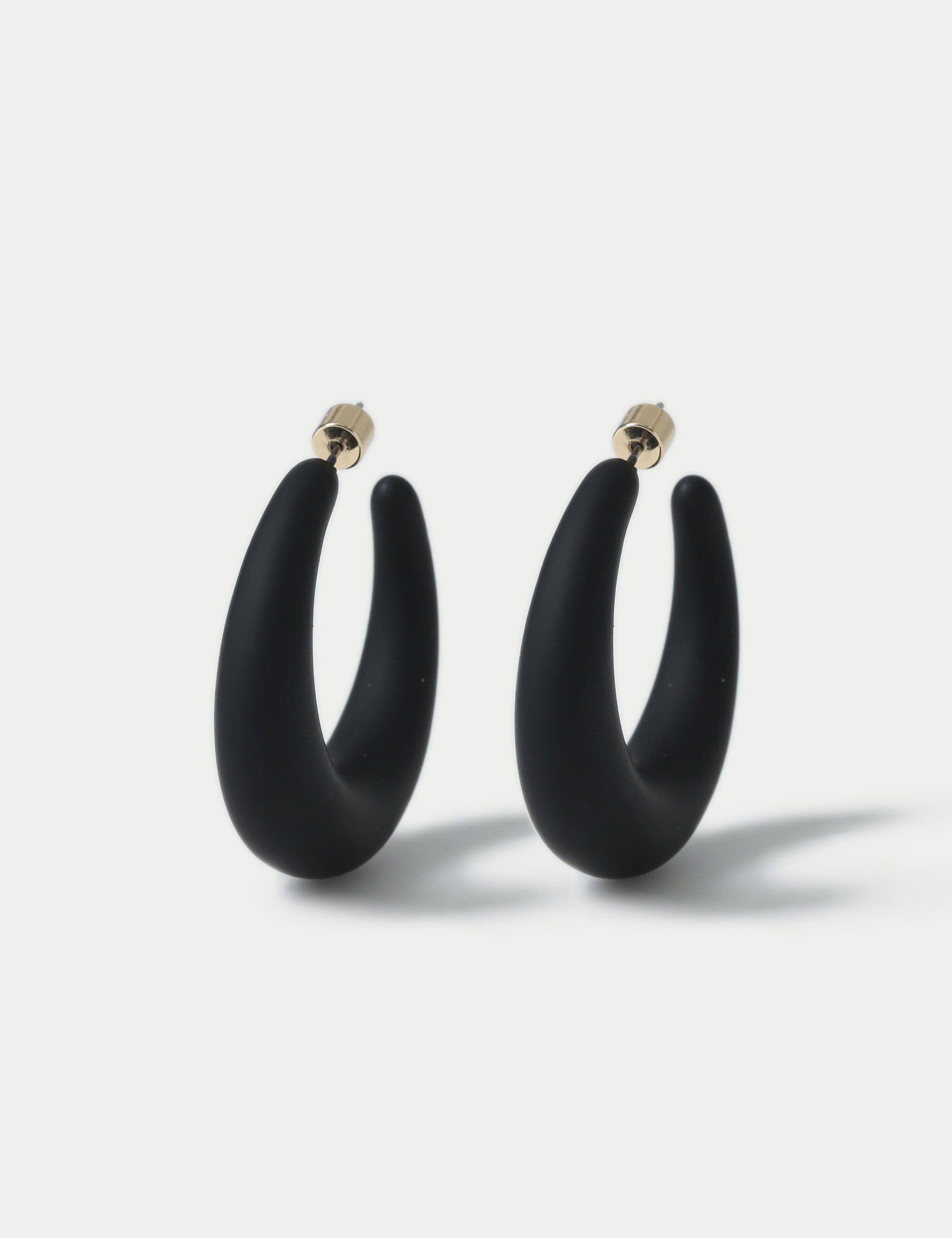 M&S Collection Women's Black Curved Shape Earrings, Black