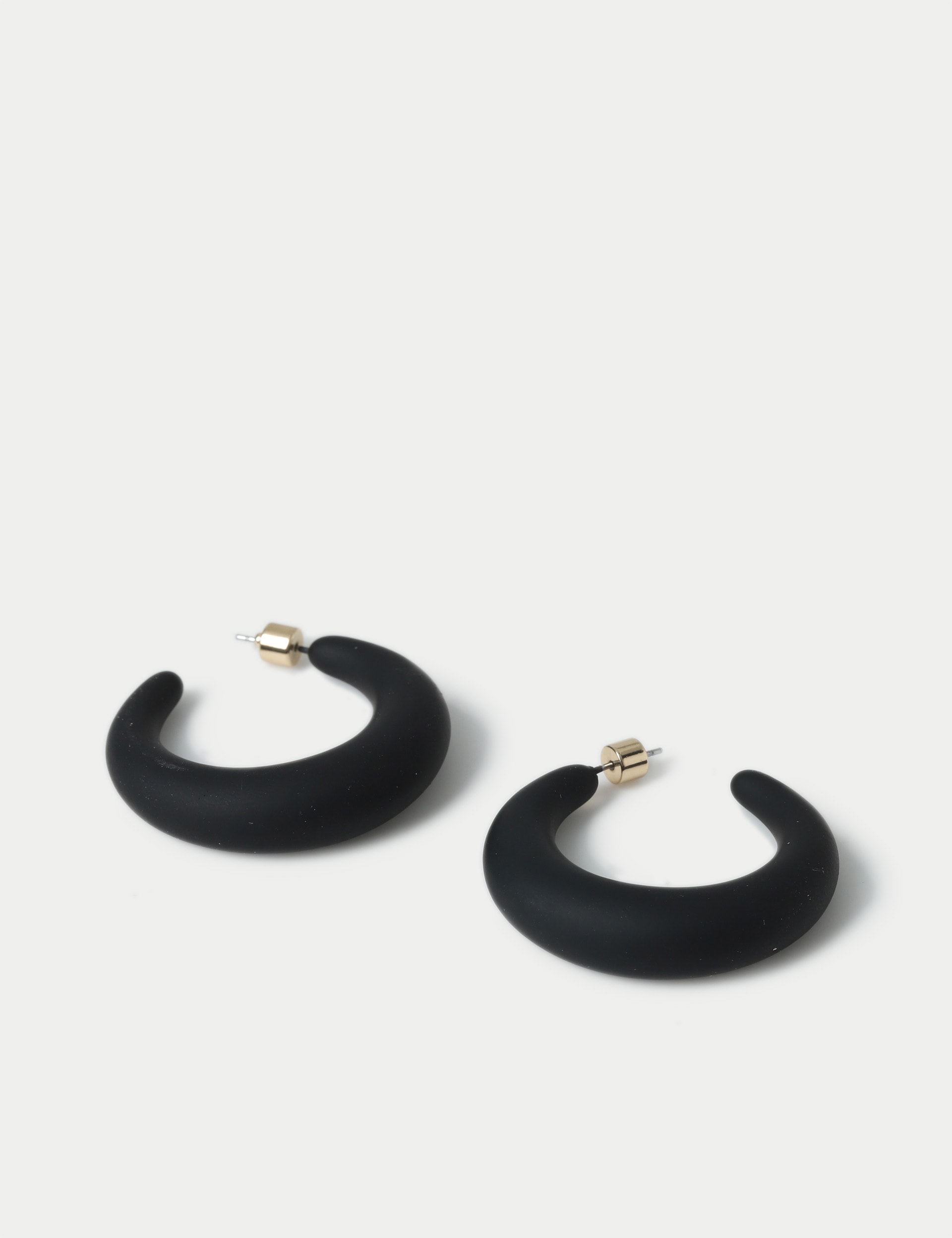 M&S Collection Women's Black Curved Shape Earrings, Black